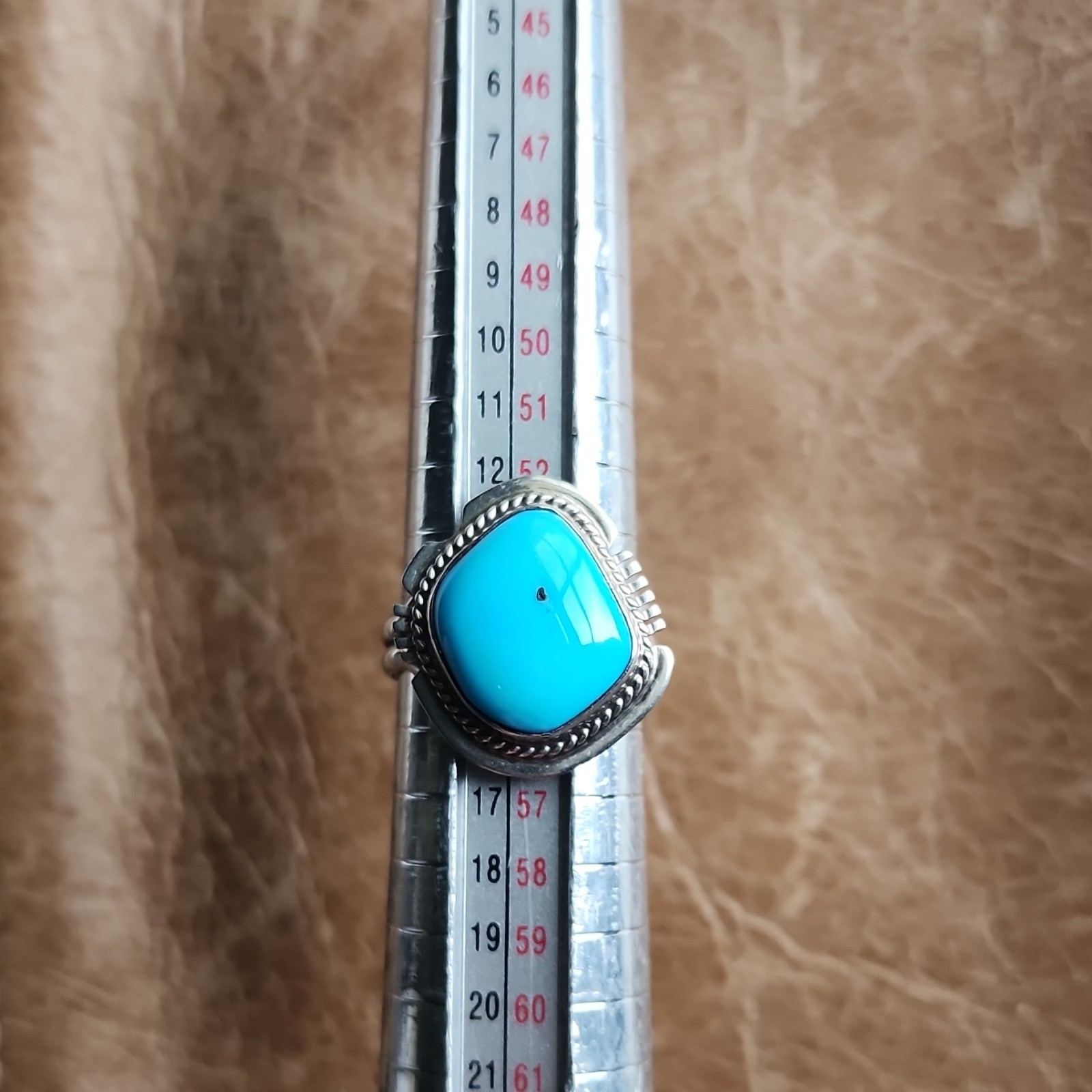 Larson L. Lee Navajo Sterling Silver Turquoise Ring Native American sz. 7