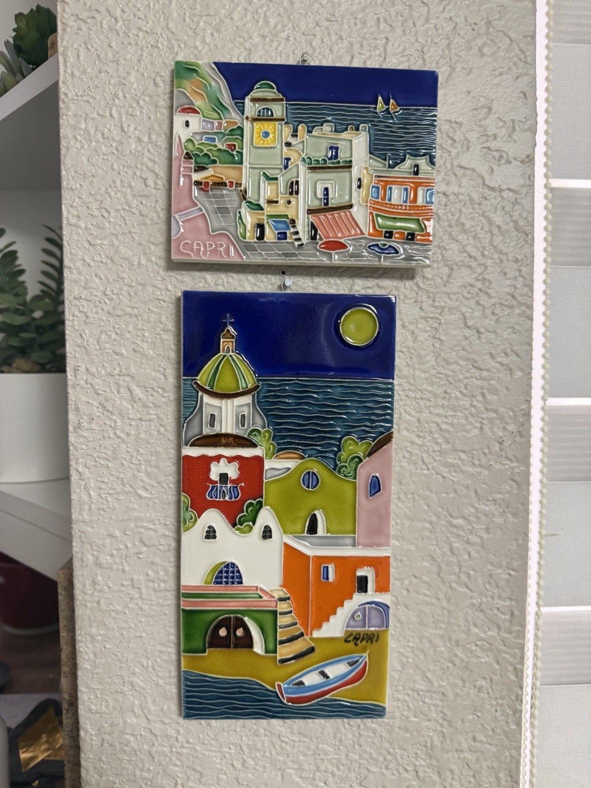 CAPRI NAPLES ITALY Vintage WALL HANG ART TILE SOUVENIR BEACH OCEAN VACATION