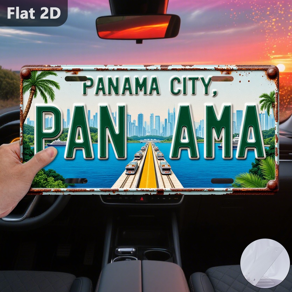 Tin Sign Panama City Retro Metal Outdoor Wall Decor 12x6 Inches Plaque