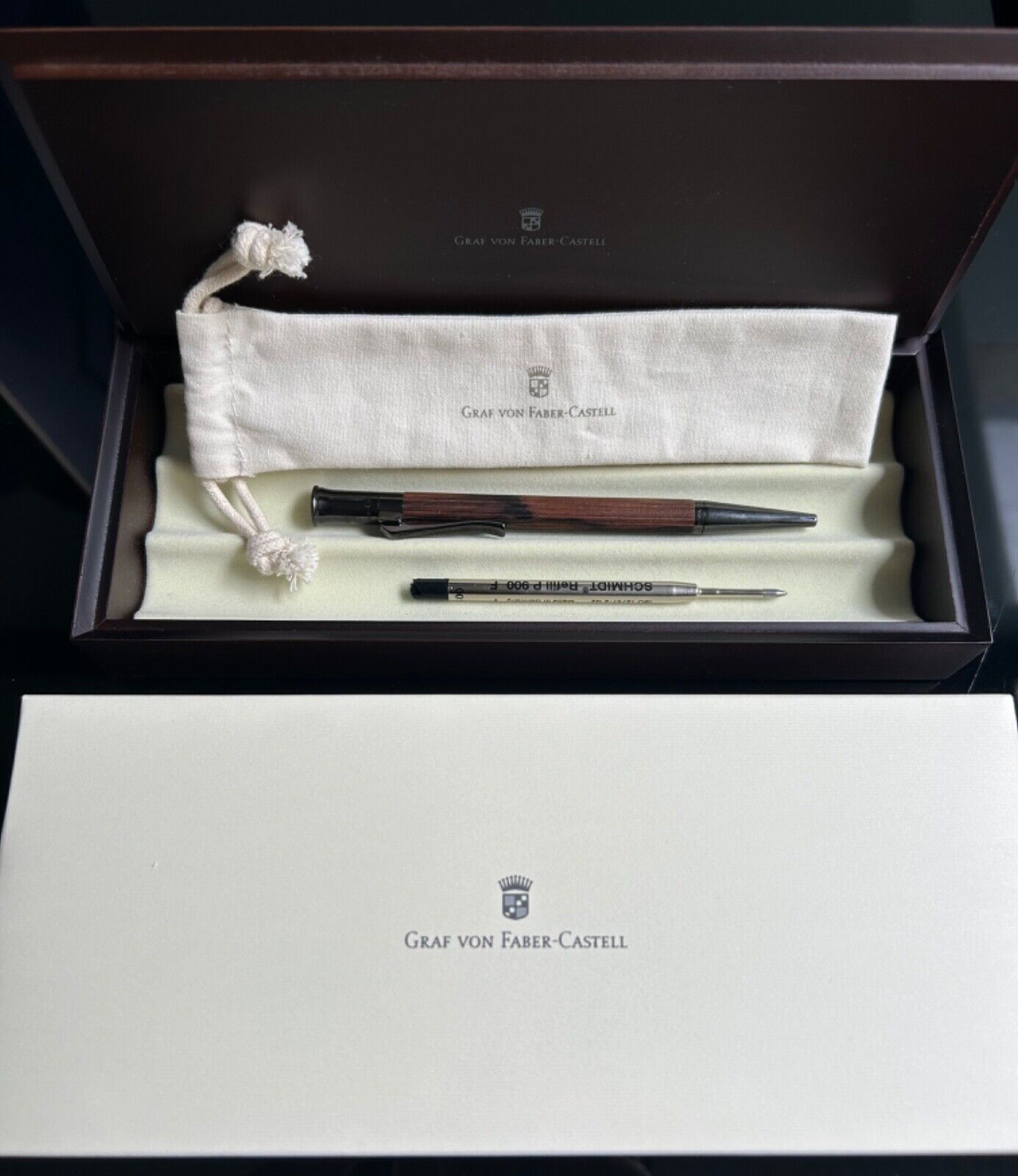 Graf Von Faber Castell Classic Macassar Wood Ballpoint Pen With Box BRAND NEW