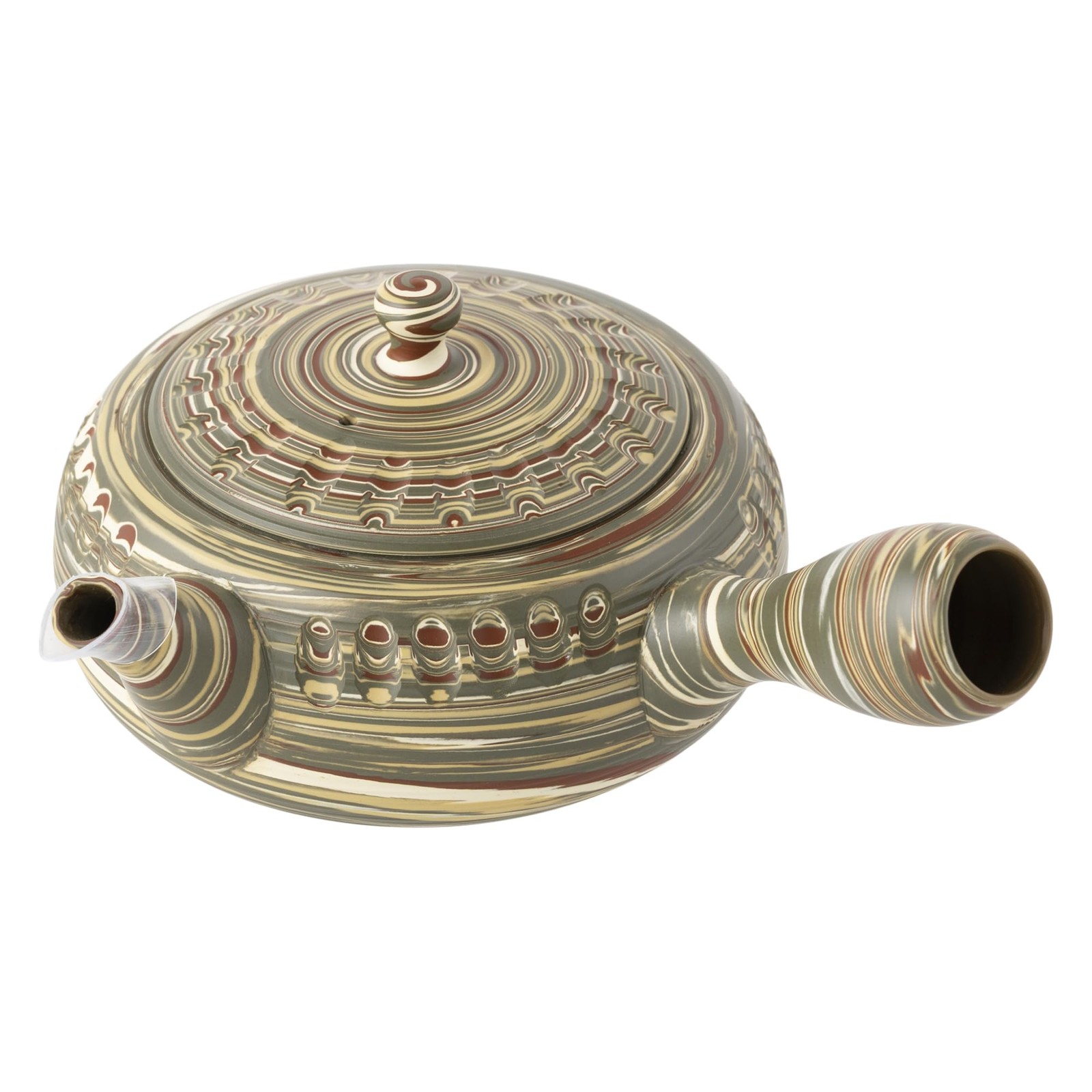 Tosen Tokoname Ware Japanese Kyusu Teapot Green Nerikomi TK035 Box Japan