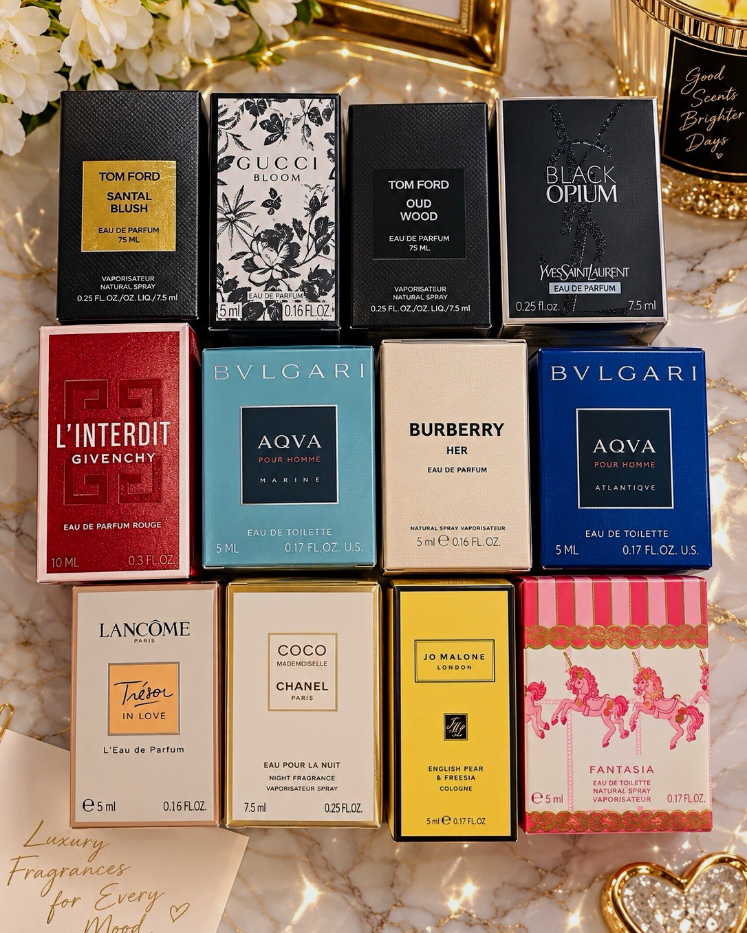Mixed Brands Perfume Miniatures Lot Tom Ford Gucci YSL Chanel Bvlgari 12 for $60