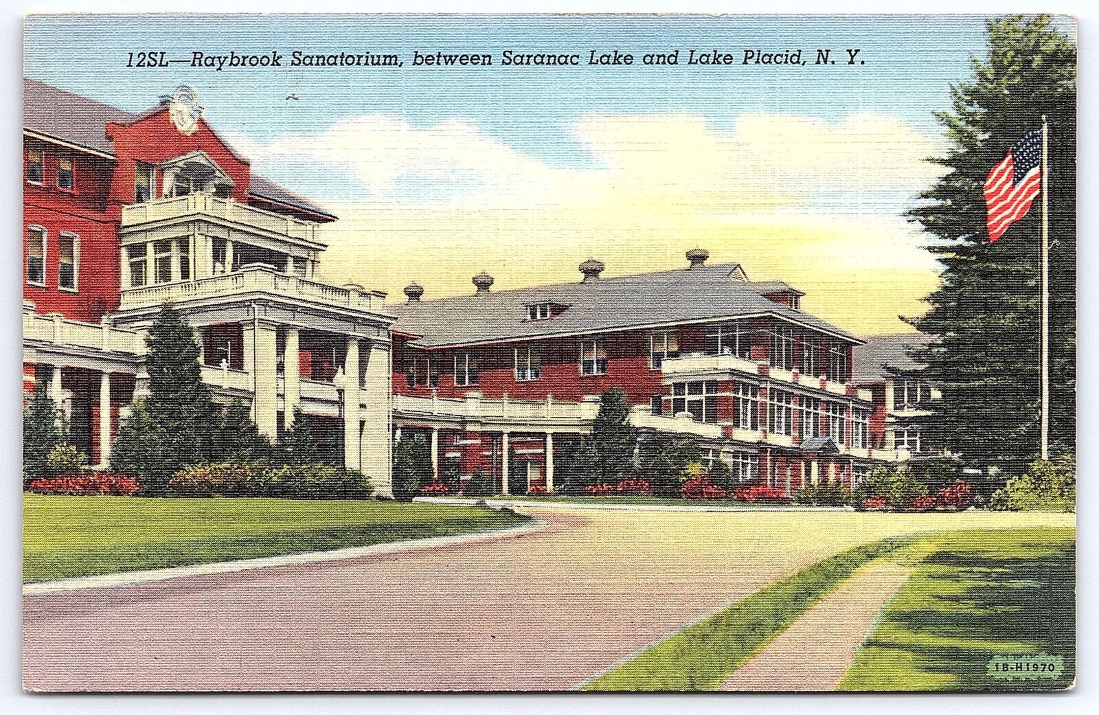 Raybrook Sanitarium Between Saranac Lake & Lake Placid New York Vintage Postcard