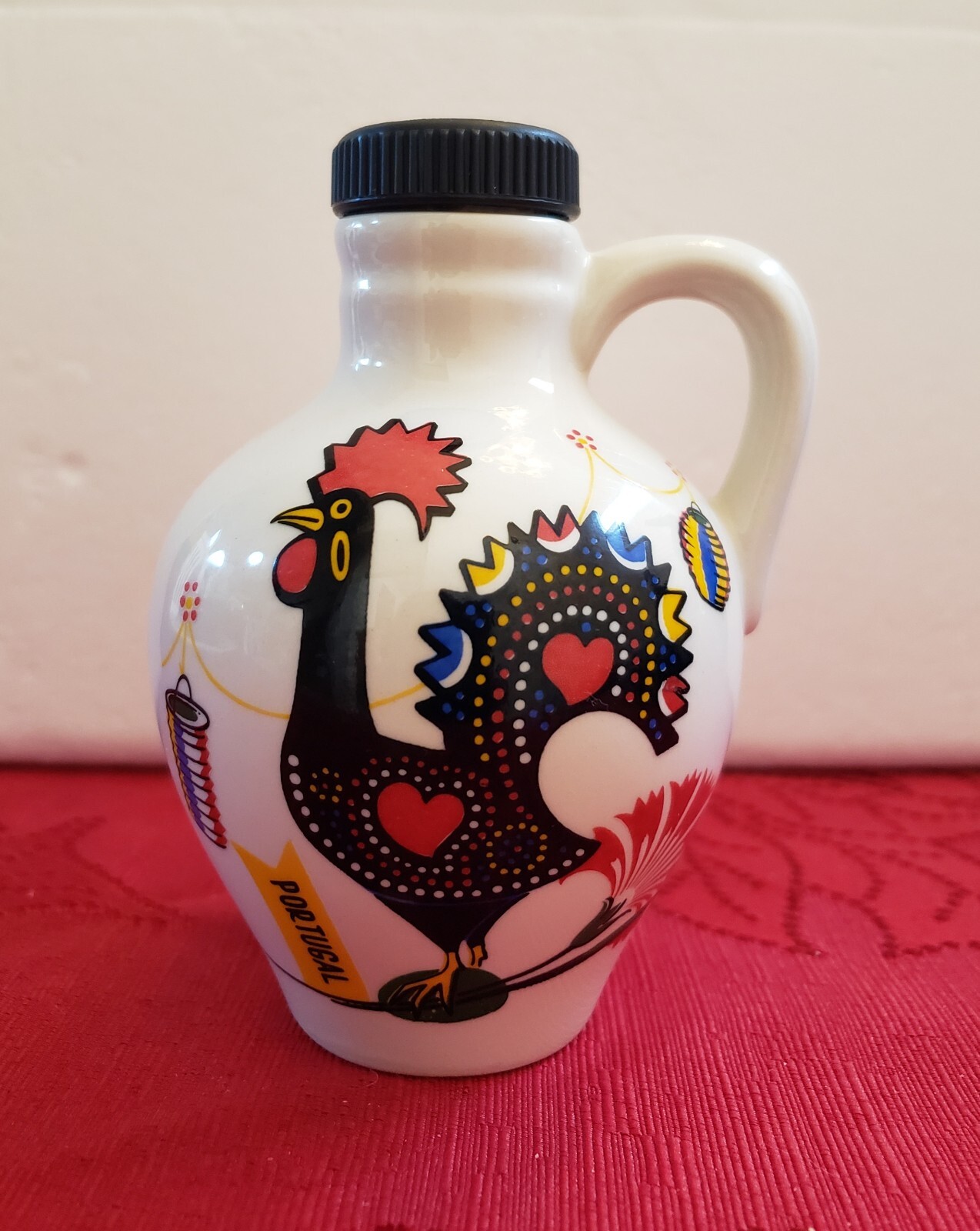 PORTUGUESE EMPTY Bottle Mini Ceramic Jug Cherry Liqueur Licor de Ginja-Portugal