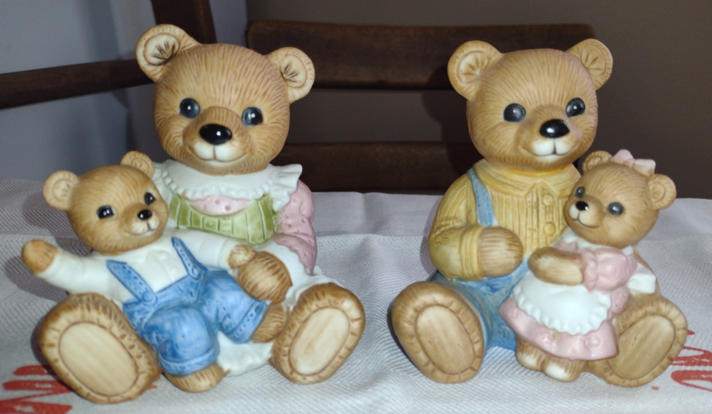 Vintage Home Interiors HOMCO Porcelain Mother Father Bear w/Cubs 1444, Taiwan