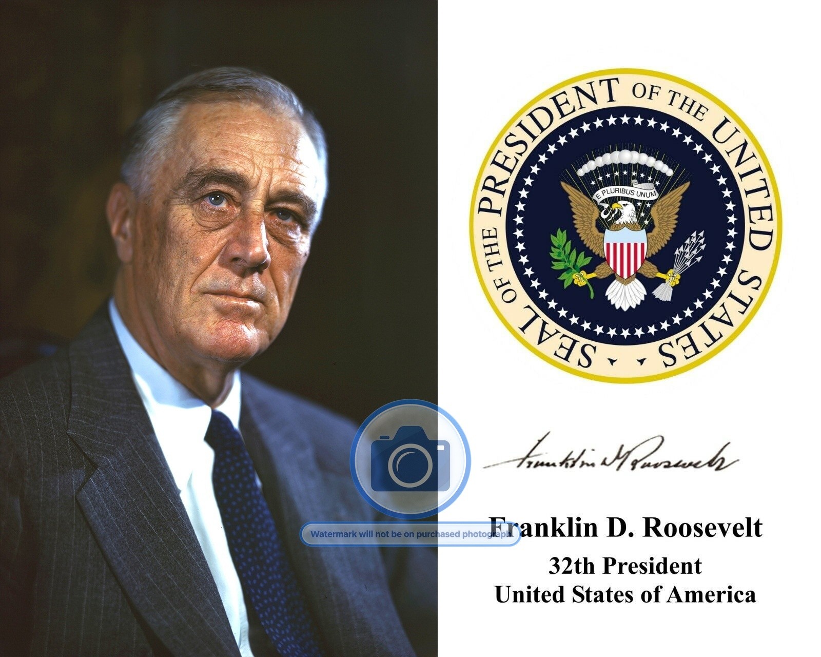 PRESIDENT FRANKLIN DELANORE ROOSEVELT PRESIDENTIAL SEAL AUTOGRAPHED 8X10 PHOTO PRESIDENT FRANKLIN DELANORE ROOSEVELT PRESIDENTIAL SEAL AUTOGRAPHED 8X10 PHOTO