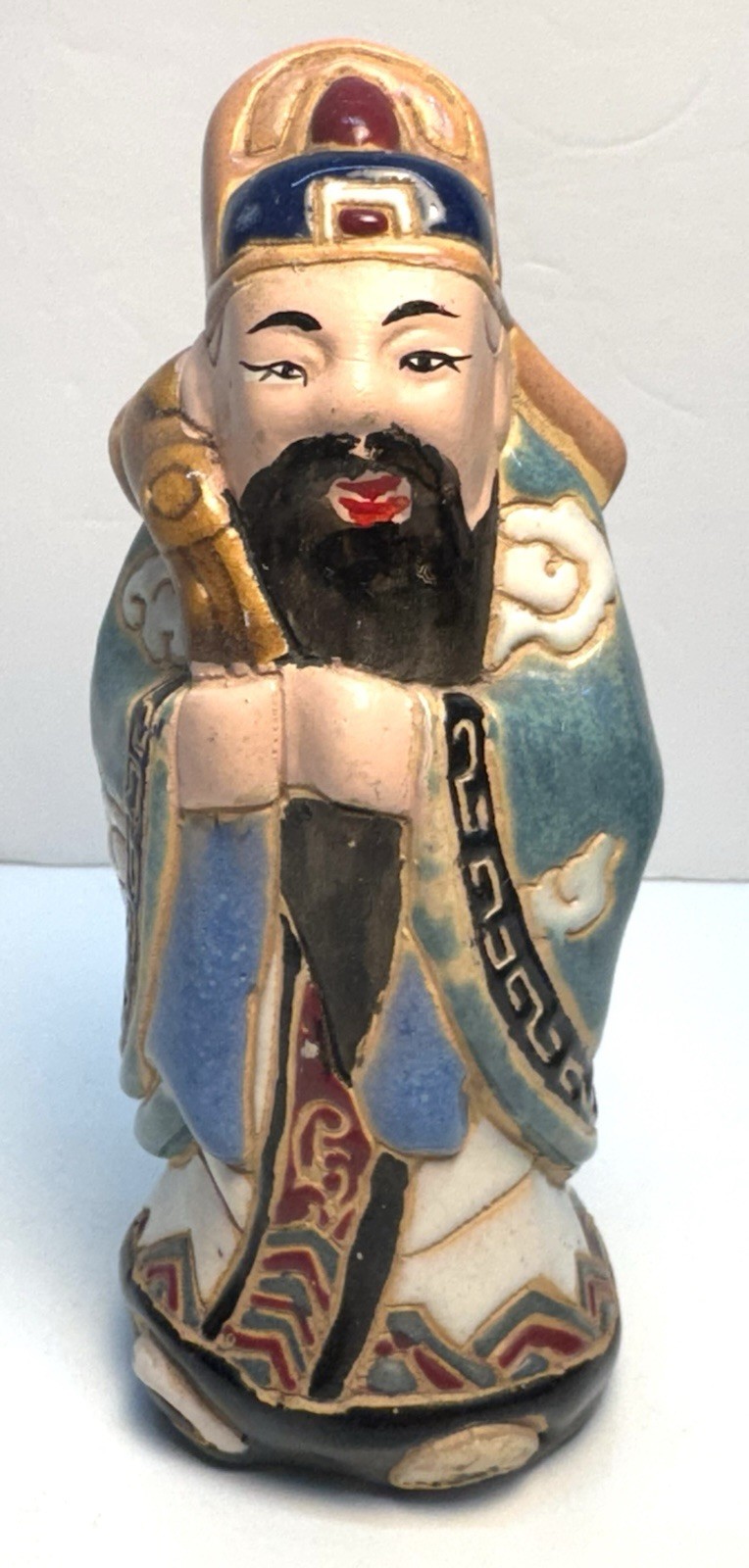Vintage Asian Folk Art Asian Wiseman Hand Painted Figurine