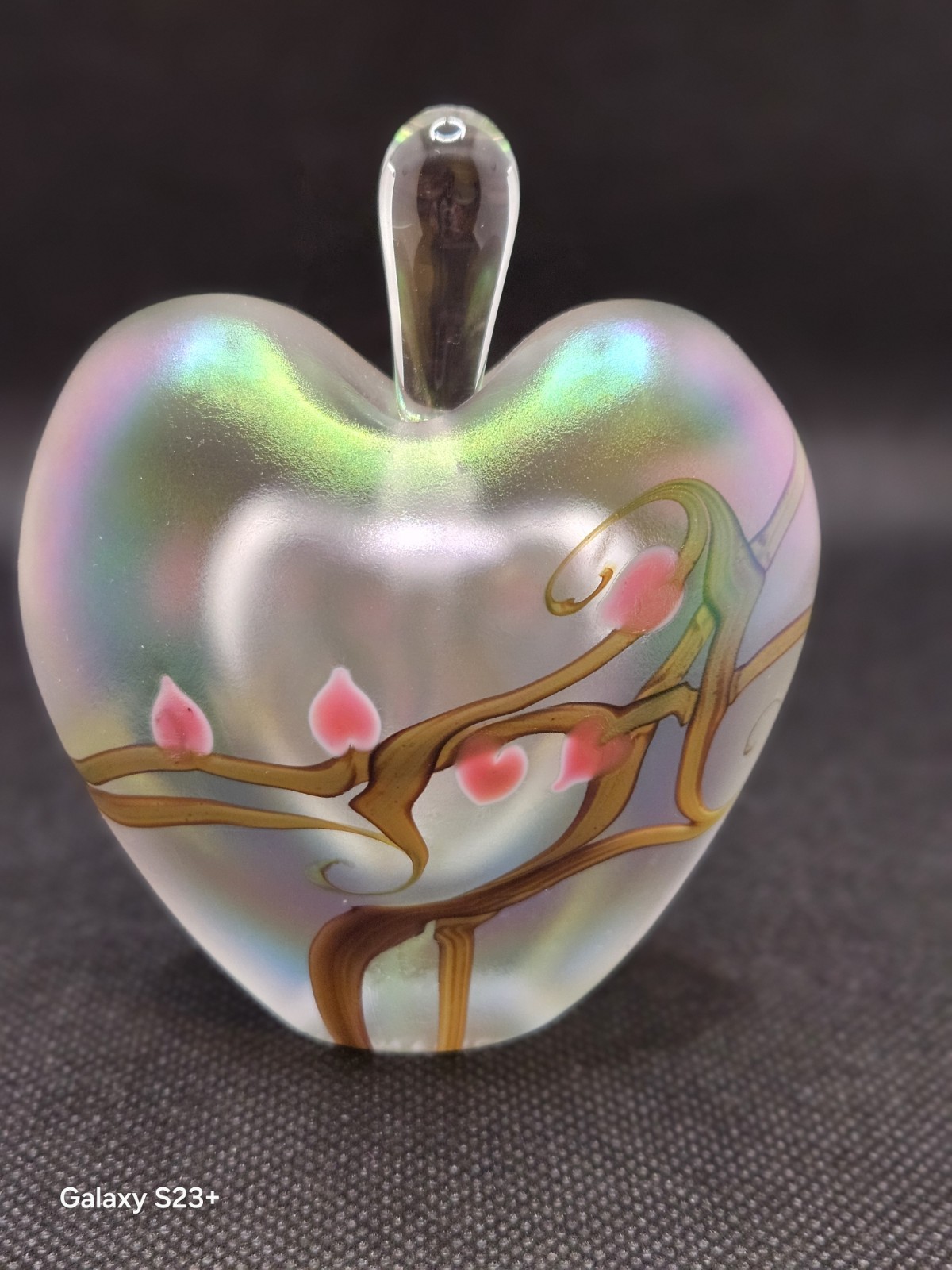 ZELLIQUE STUDIOS IRIDESCENT Heart Shaped Elegant Perfume Bottle, 4\ ZELLIQUE STUDIOS IRIDESCENT Heart Shaped Elegant Perfume Bottle, 4\