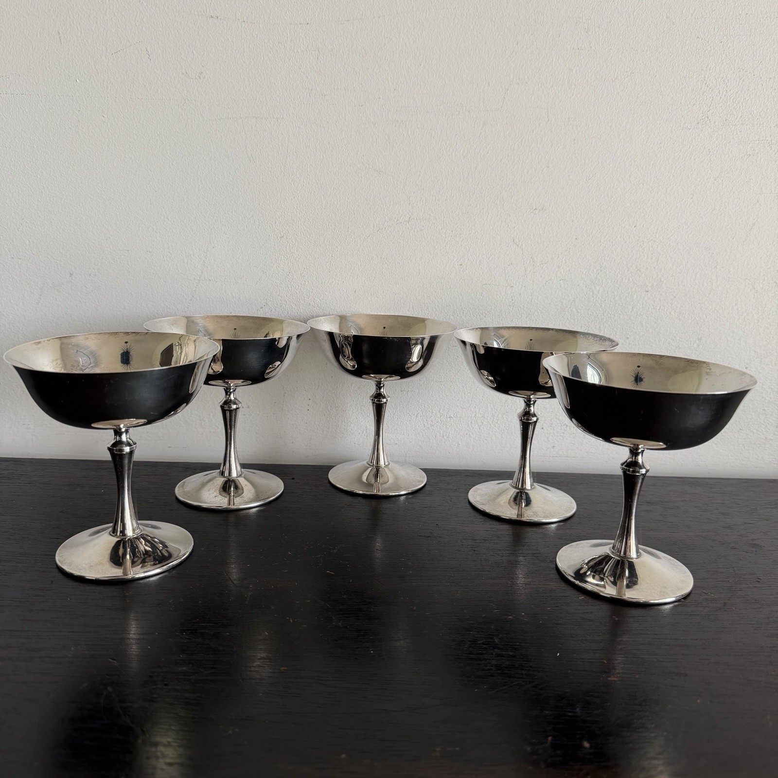 Vintage Mid-Century El De Uberti Italy Silver Plate Champagne Coupes Set of 4 Vintage Mid-Century El De Uberti Italy Silver Plate Champagne Coupes Set of 4