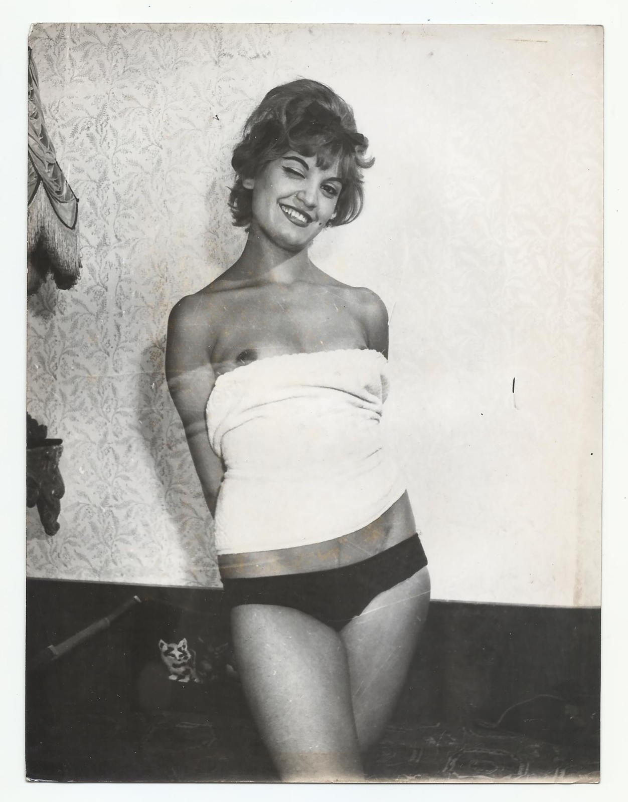 Glamour Woman Winking, Press Photo, c.1960s