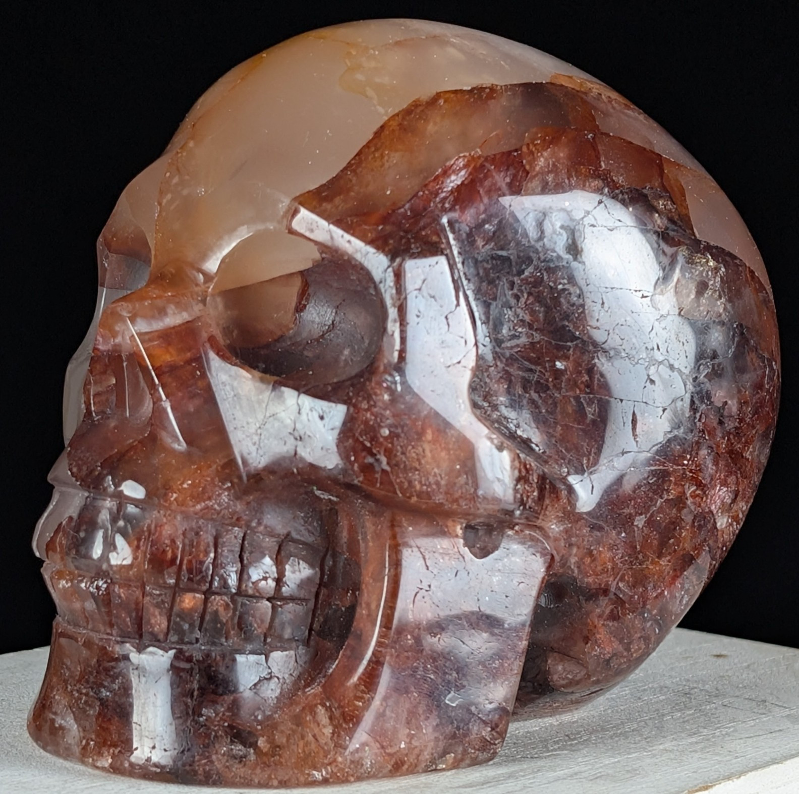 Red Fire Quartz Skull Carving Crystal Gemstone Large Big Chakra Reiki