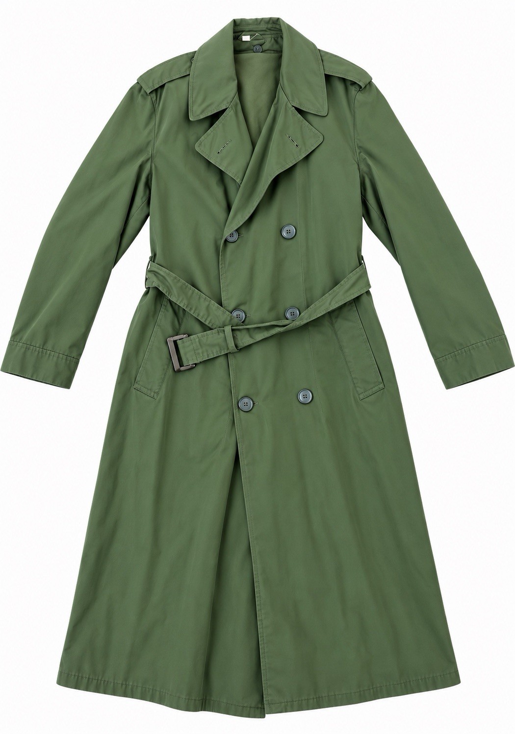Vintage 1970’s 1960’s US Military Size 38 Small Raincoat Olive Drab Green Trench