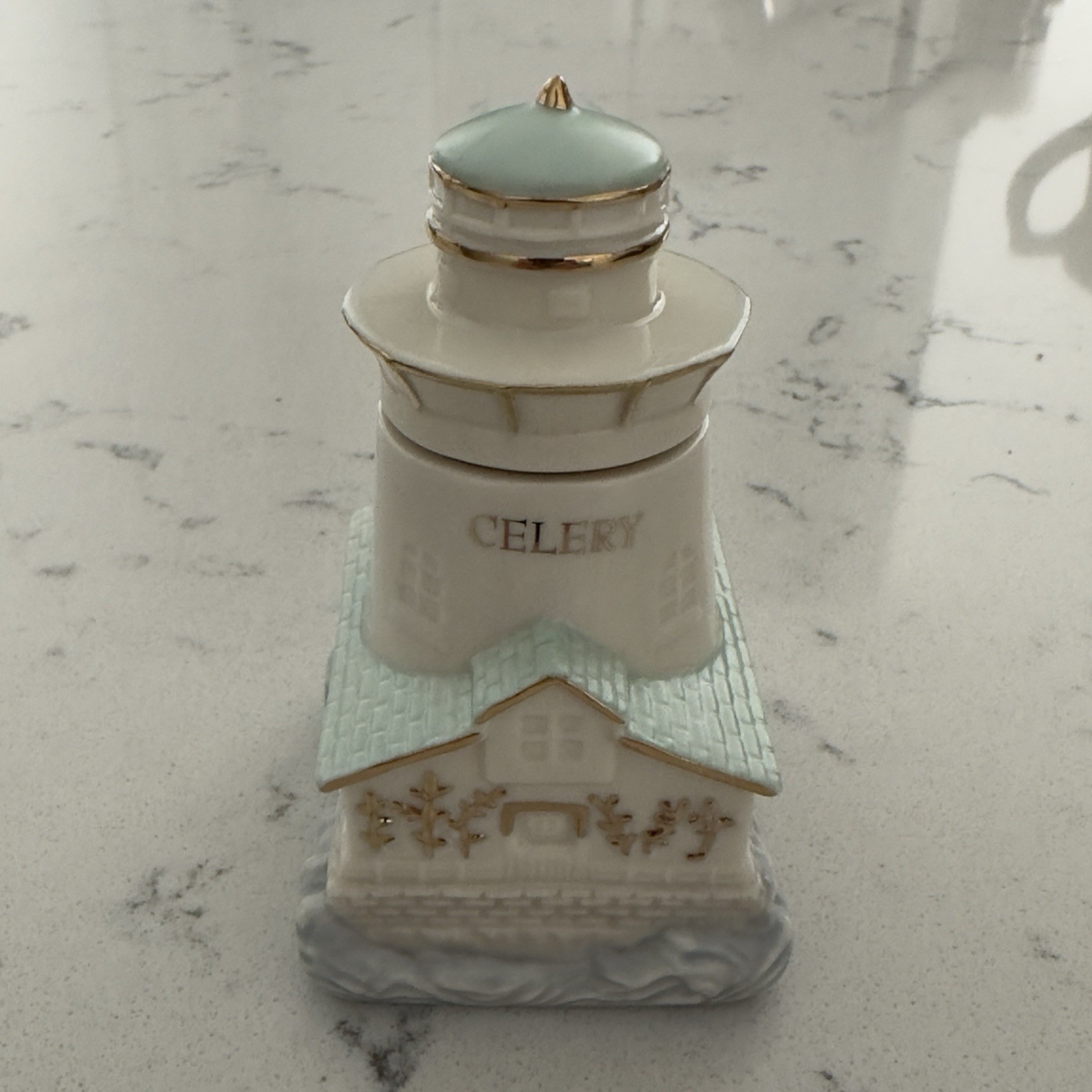 2002 Lenox Seaside Lighthouse Spice Jars - Celery - Excellent Condition