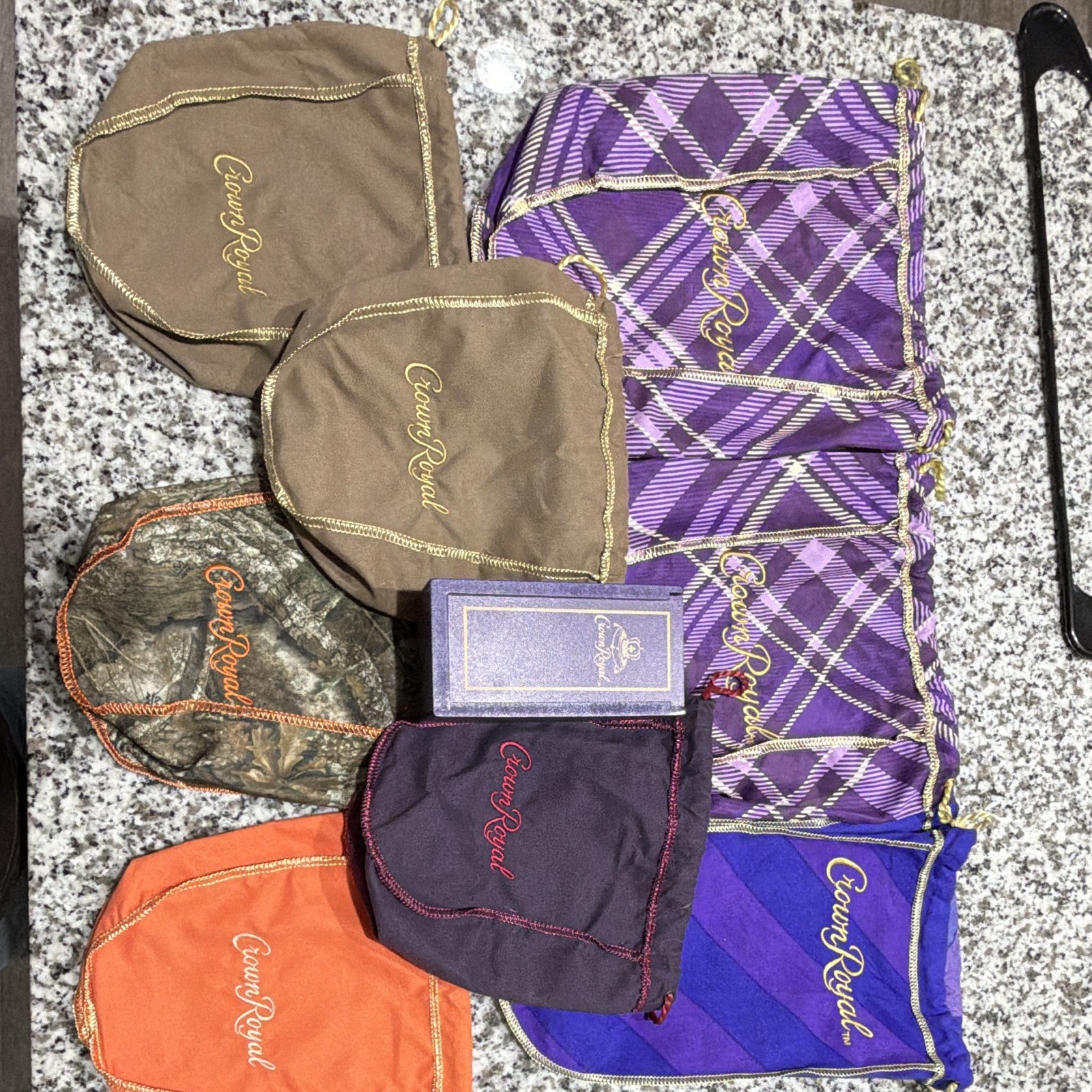 Crown Royal limited edition bags / jenga game  7 bag lot / peach/vanilla more