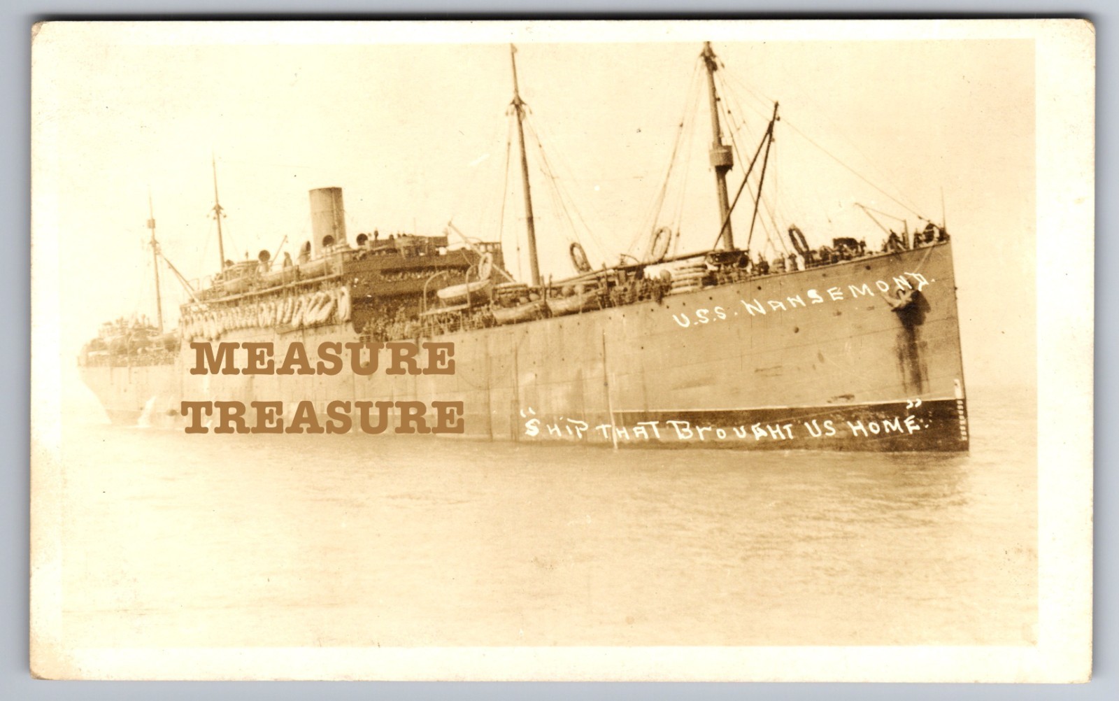C.1918 RPPC WW1 USS NANSEMOND TROOP TRANSPORT SHIP BROUGHT US HOME Postcard Q2