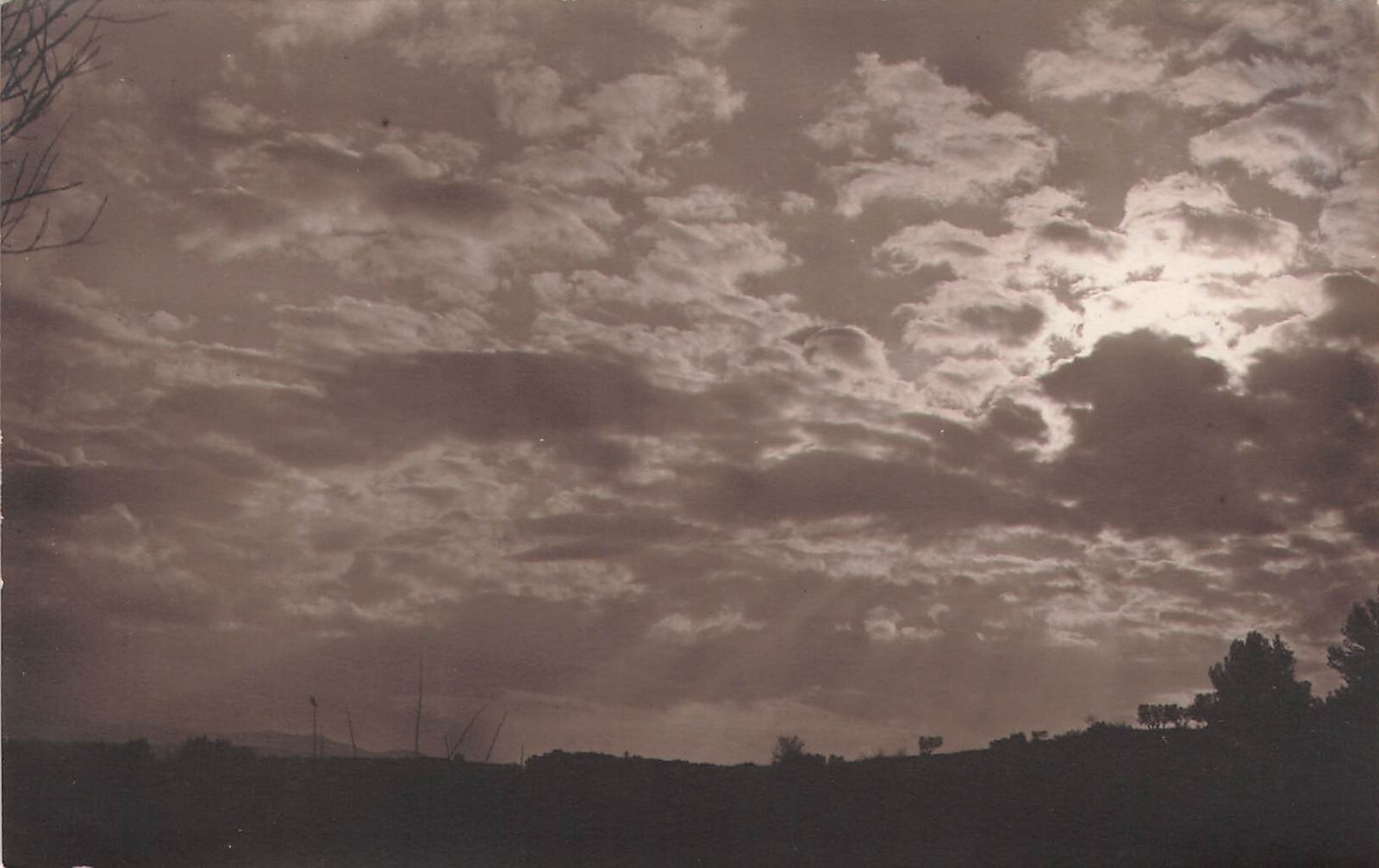 Vintage artistic photo RPPC - beautiful sky landscape with clouds
