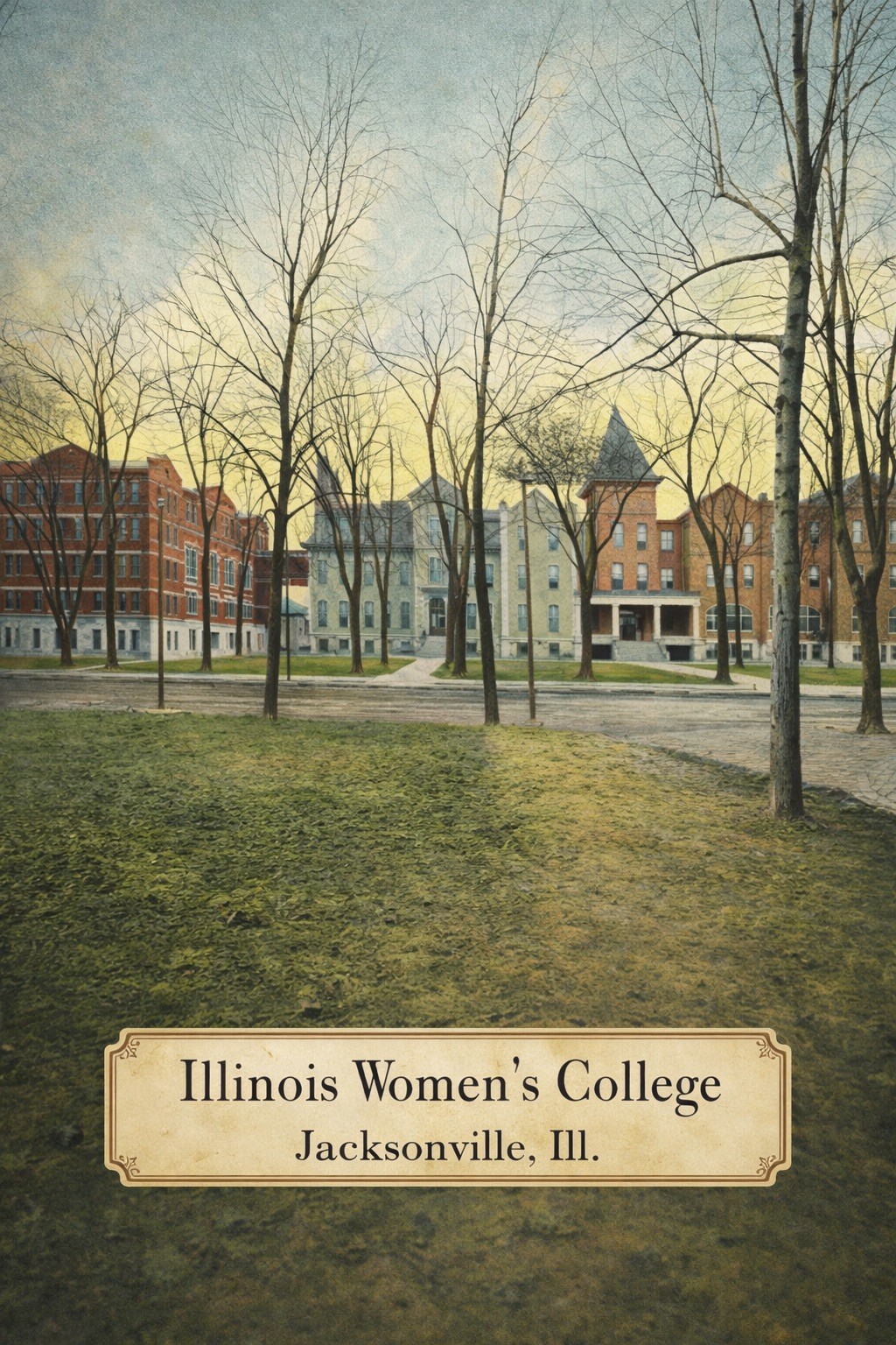 🏛️ Illinois Women\'s College Poster - Vintage Campus Scene - 24x36” Premium