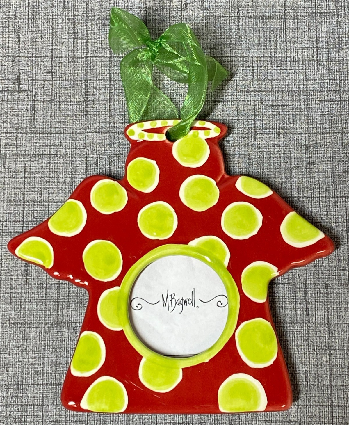 RARE RETIRED M. Bagwell Ceramic Angel Christmas Ornament with Ribbon NOS HTF