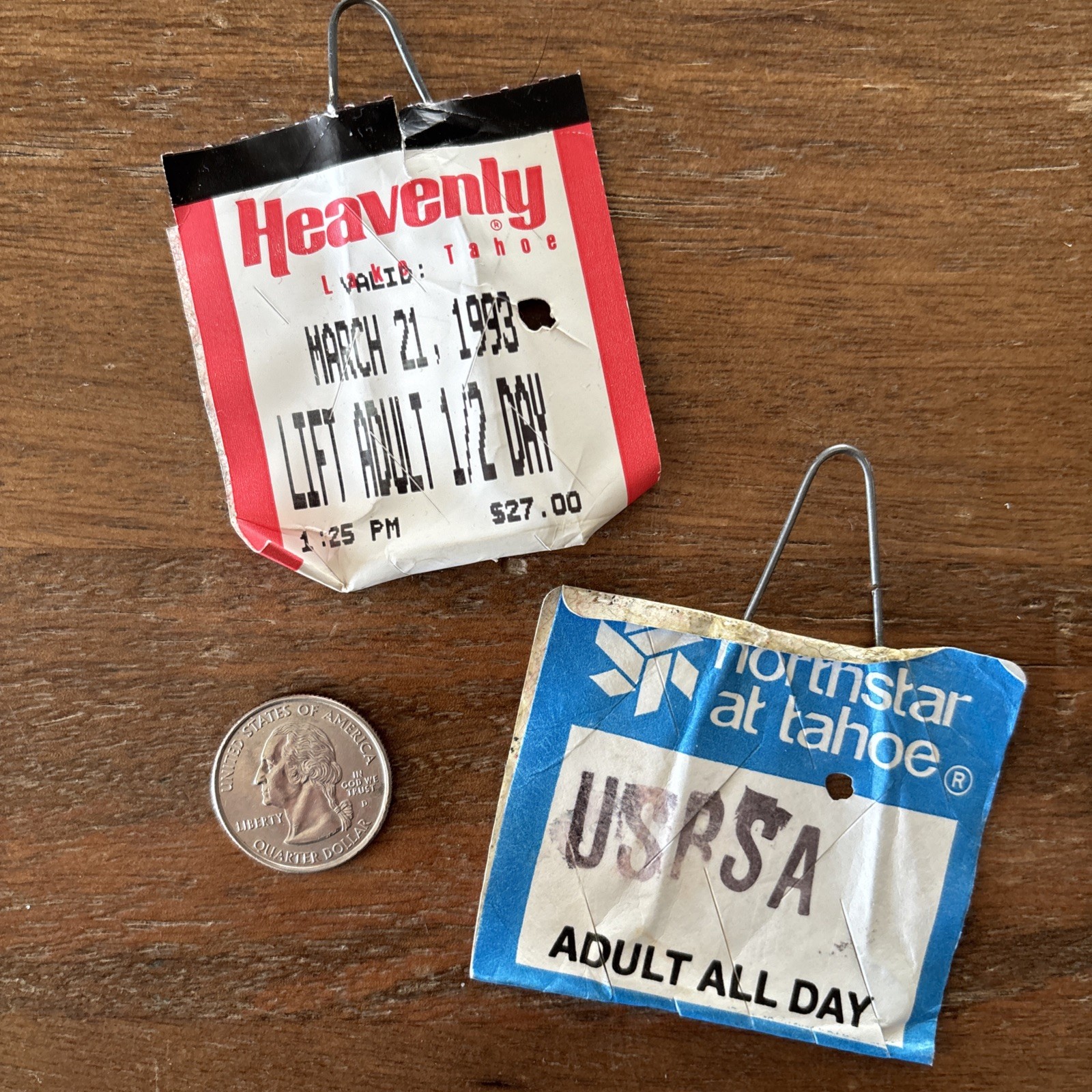 VTG 1993 HEAVENLY California Ski Lift Ticket & Northstar at Tahoe Lot of 2X