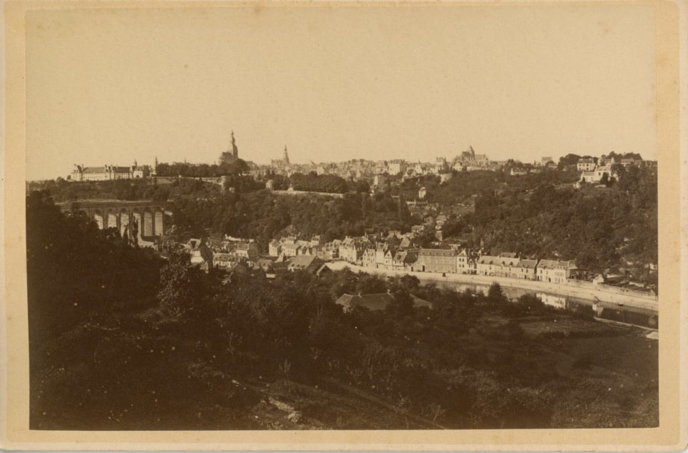 E. Oblin, France, Dinan, general view vintage albumen print, cabinet card shooting