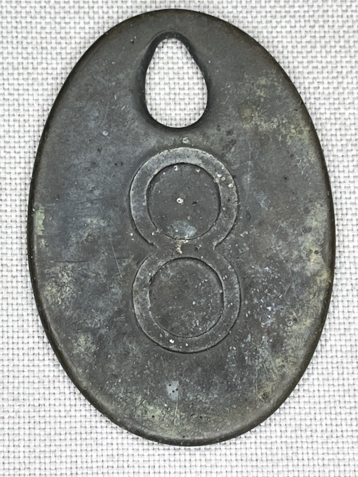 Vintage Brass Cow Number Tag Dairy Farm Cattle Marker 8 Double Sided Original
