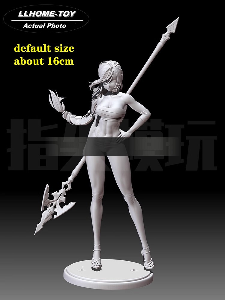 Game GS Shenhe Standing take a lance Hot girl Resin 3D Print GK Kit Figure Gift