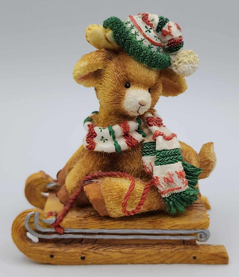 Santa’s Special DEERlivery Joy on Sled Figurine Mary Rhyner 3 1/4