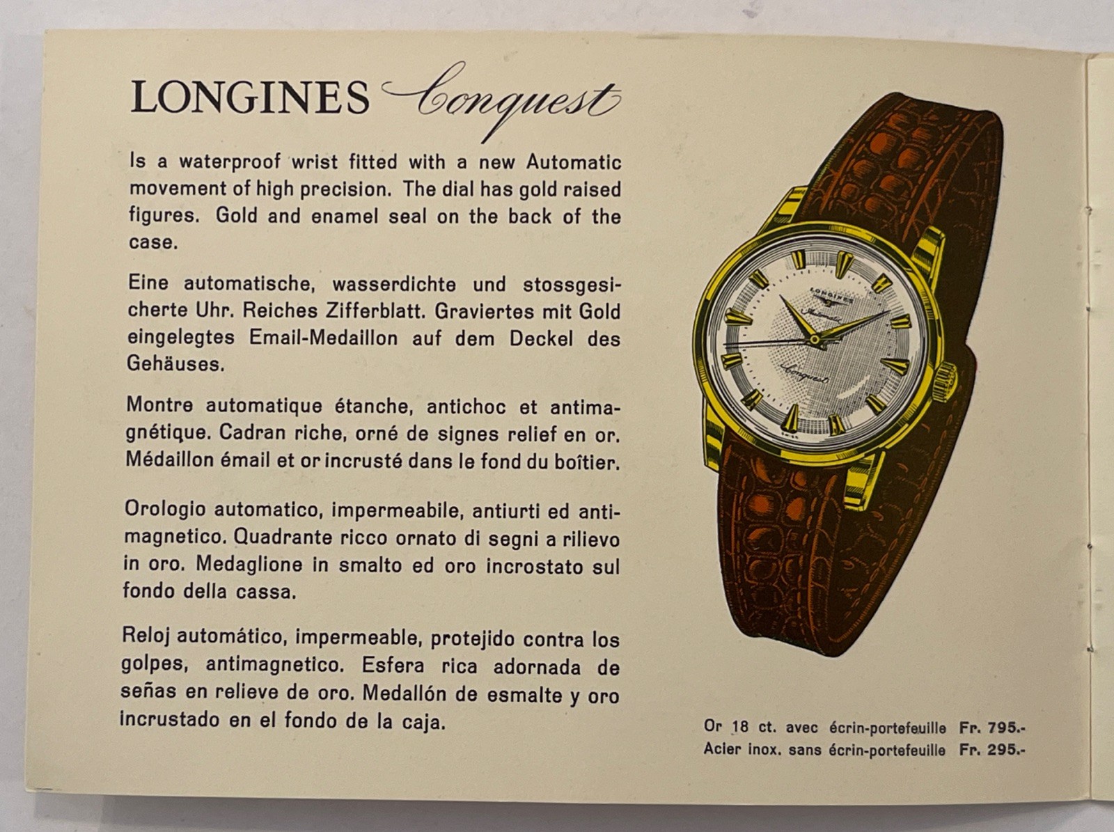 Vintage 1950s Longines Conquest Watch Advertising Swiss Travel Brochure Map