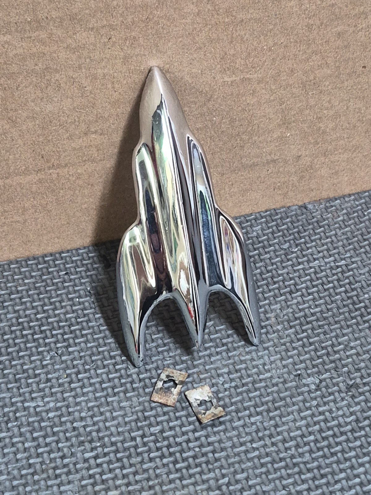 Vintage 50s Monark Super Deluxe Bicycle Rocket Fender Ornament Firestone Cruiser