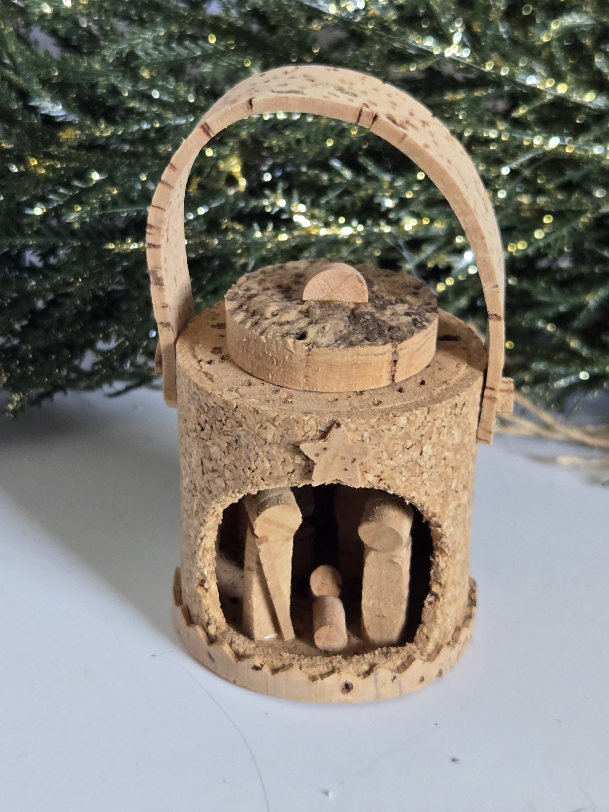 VINTAGE HANDCRAFTED Portuguese Cork Nativity Scene SIGNED
