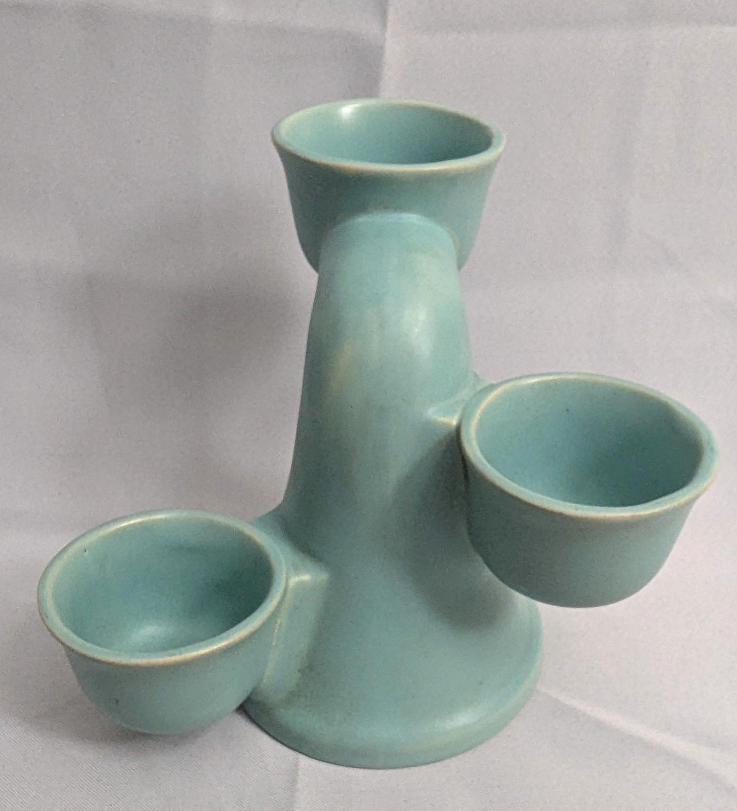 VTG CAMARK Mid Century Modern Teal Pottery Mantle Vase Planter Candle Holder (S2