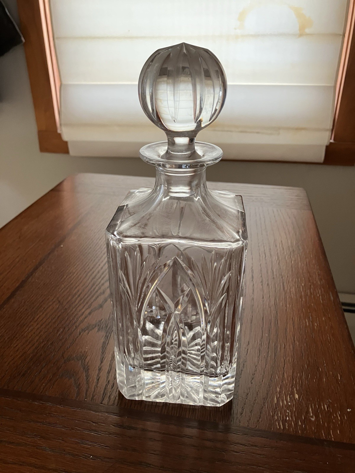 Vintage Irena Polish 24% Lead Heavy Crystal Decanter Floral Etched Handcut
