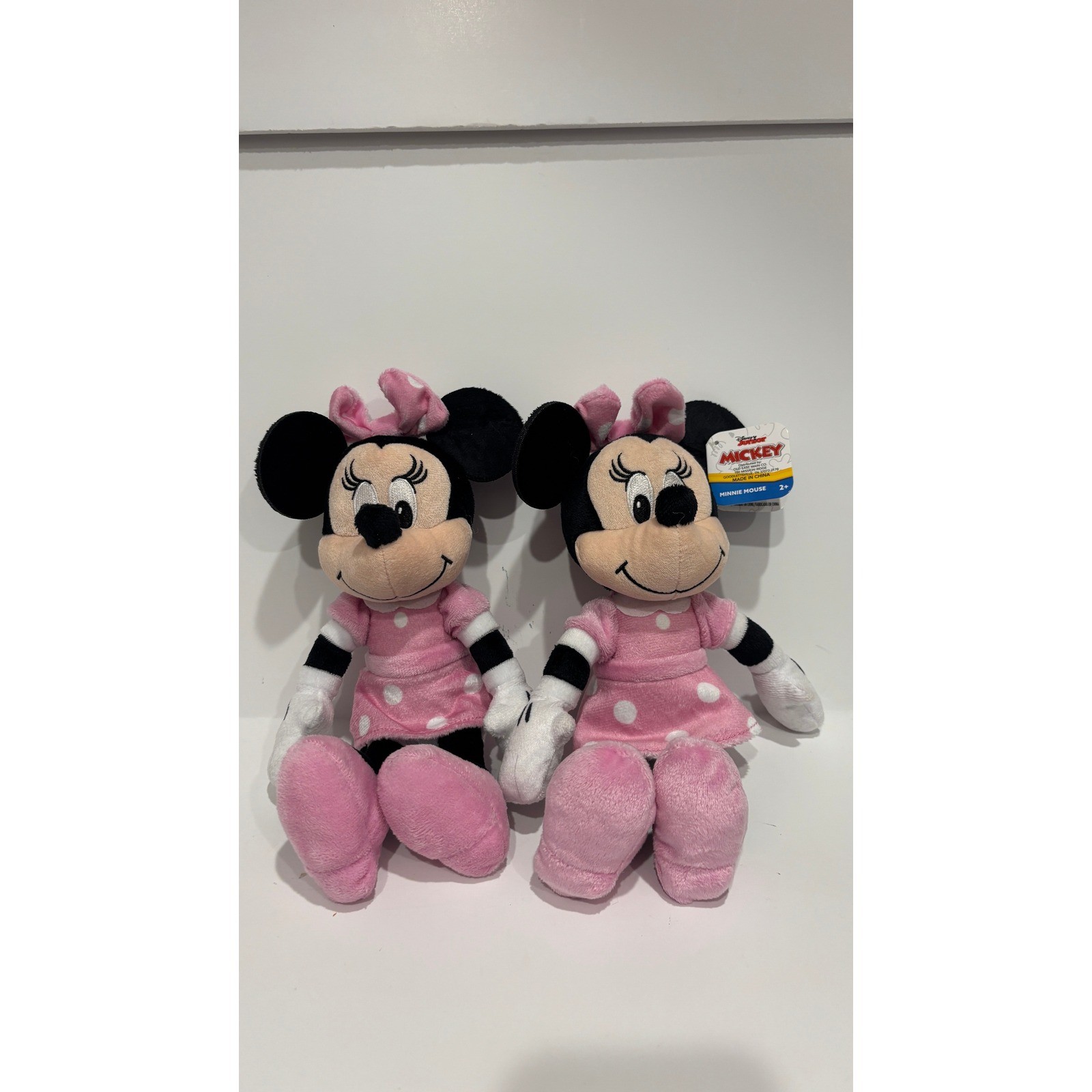 Disney Junior Minnie Mouse Plush Set 2 Pack Pink Polka Dot Dress 9 Inch Toys