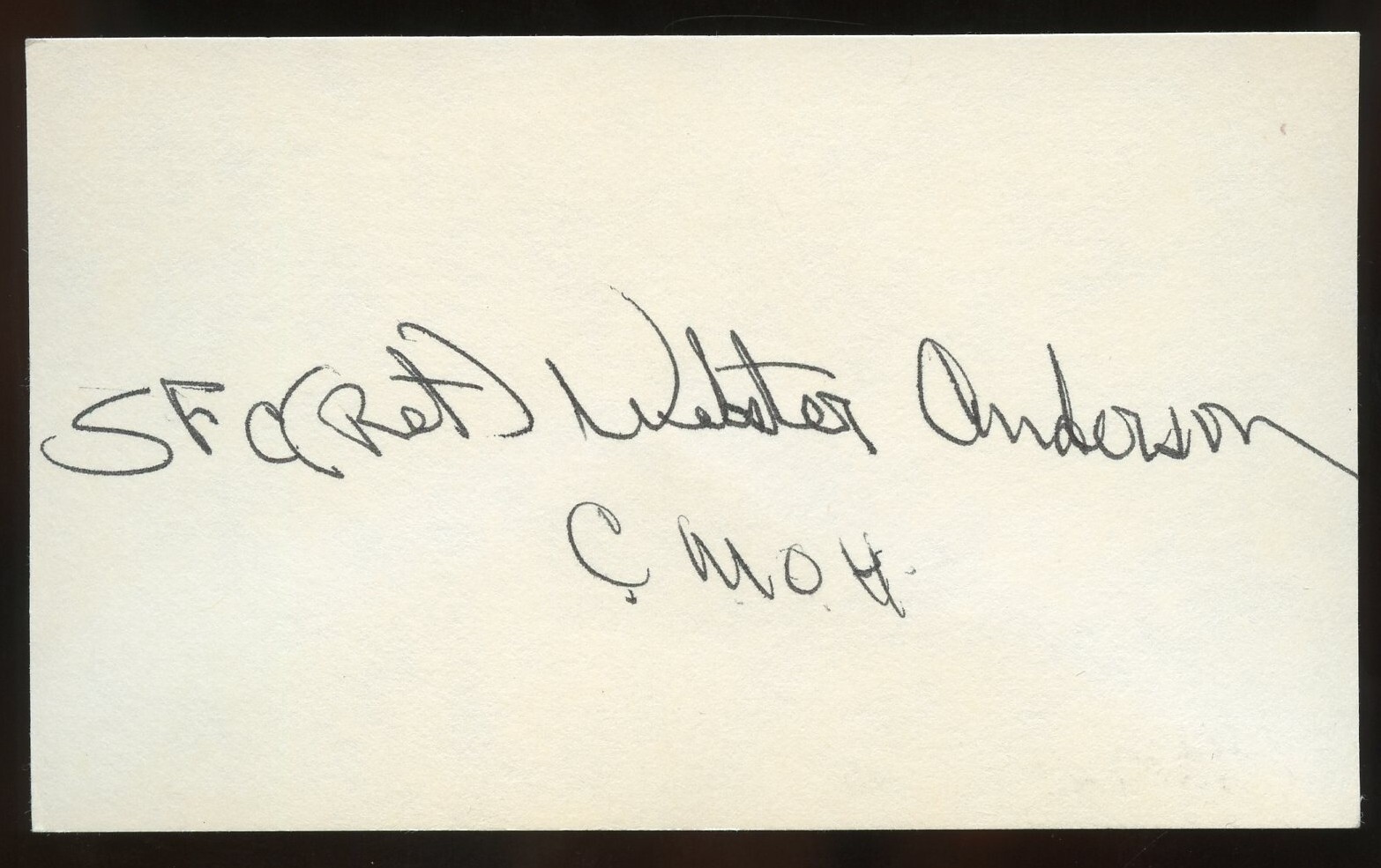 Webster Anderson d2003 signed autograph 3x5 cut Army Vietnam MOH BAS Stickered Webster Anderson d2003 signed autograph 3x5 cut Army Vietnam MOH BAS Stickered