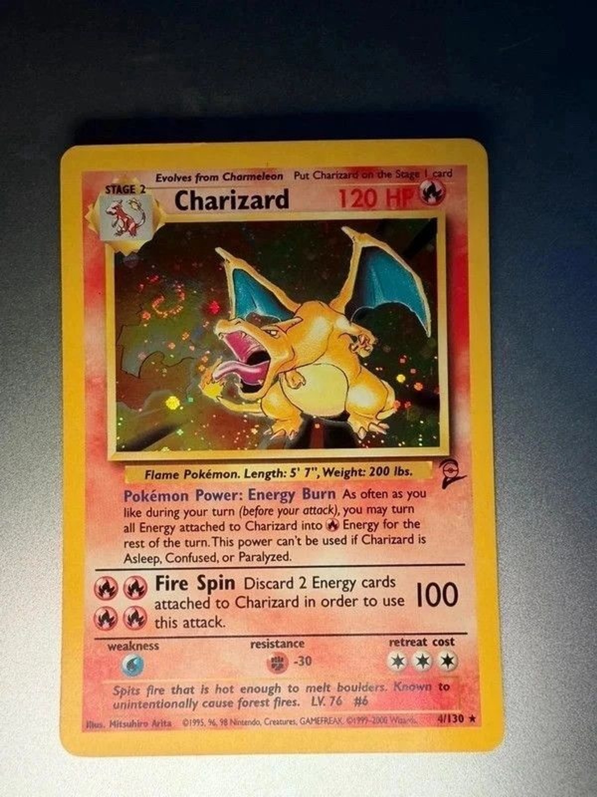 2000 Pokemon Base Set 2 Charizard Holo 4/130 Fireball
