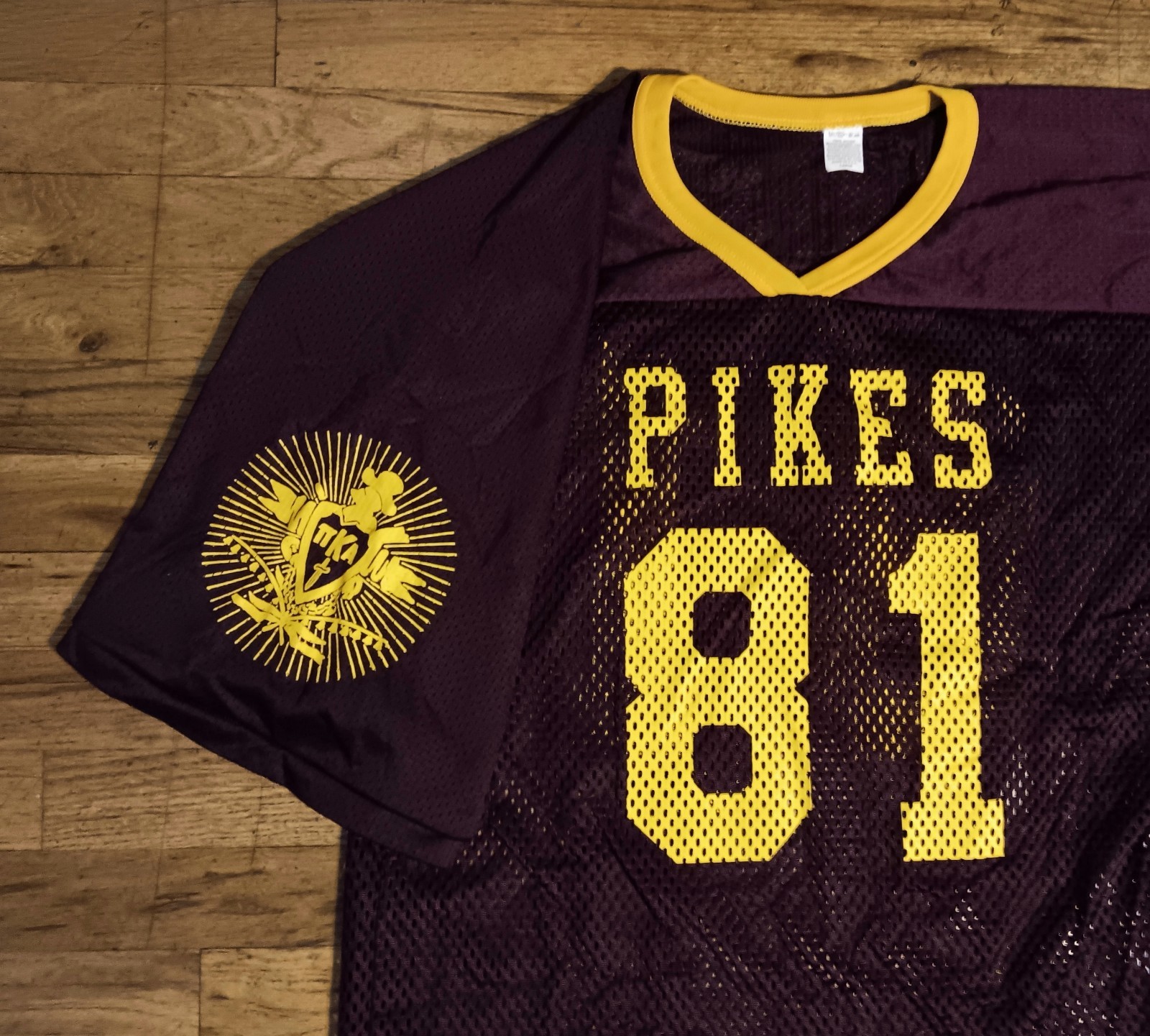 vintage 80s Pi Kappa Alpha PIKES Football Jersey Frat Mesh College fraternity