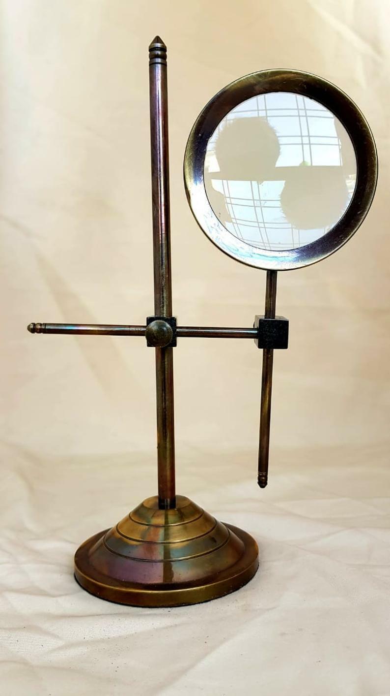 Antique Brass Nautical Magnifying Glass with Stand For Desk Décor Gift
