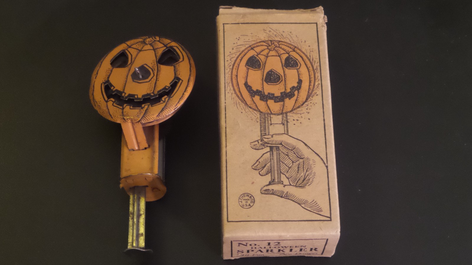 Antique Halloween Tin Litho JOL Sparkler Toy Original Box J. Chein 1920\'s ~RARE~ Antique Halloween Tin Litho JOL Sparkler Toy Original Box J. Chein 1920\'s ~RARE~