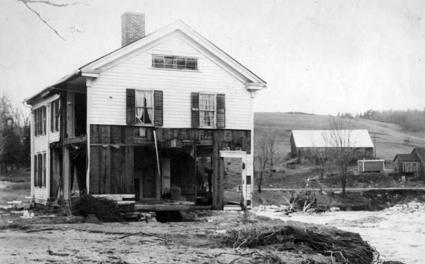 The first floor a house is destroyed after a flood Becket Mas- Boston Old Photo