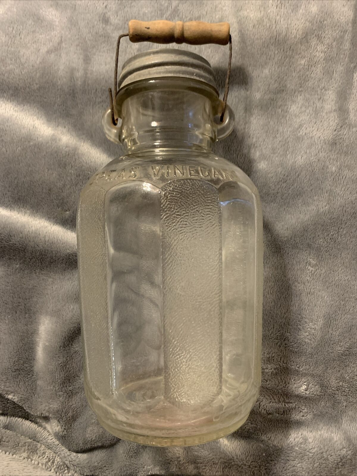 Vintage Speas Vinegar Embossed Half Gallon U-Sav-It Jar with Wire/Wood Handle👀