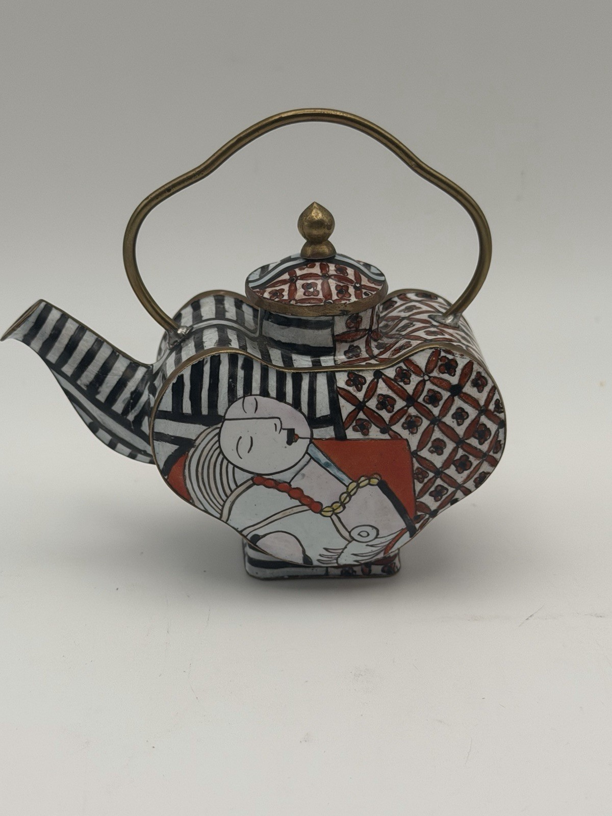 Vintage Empress Arts Enamel Mini Teapot Picasso Abstract Woman 1997