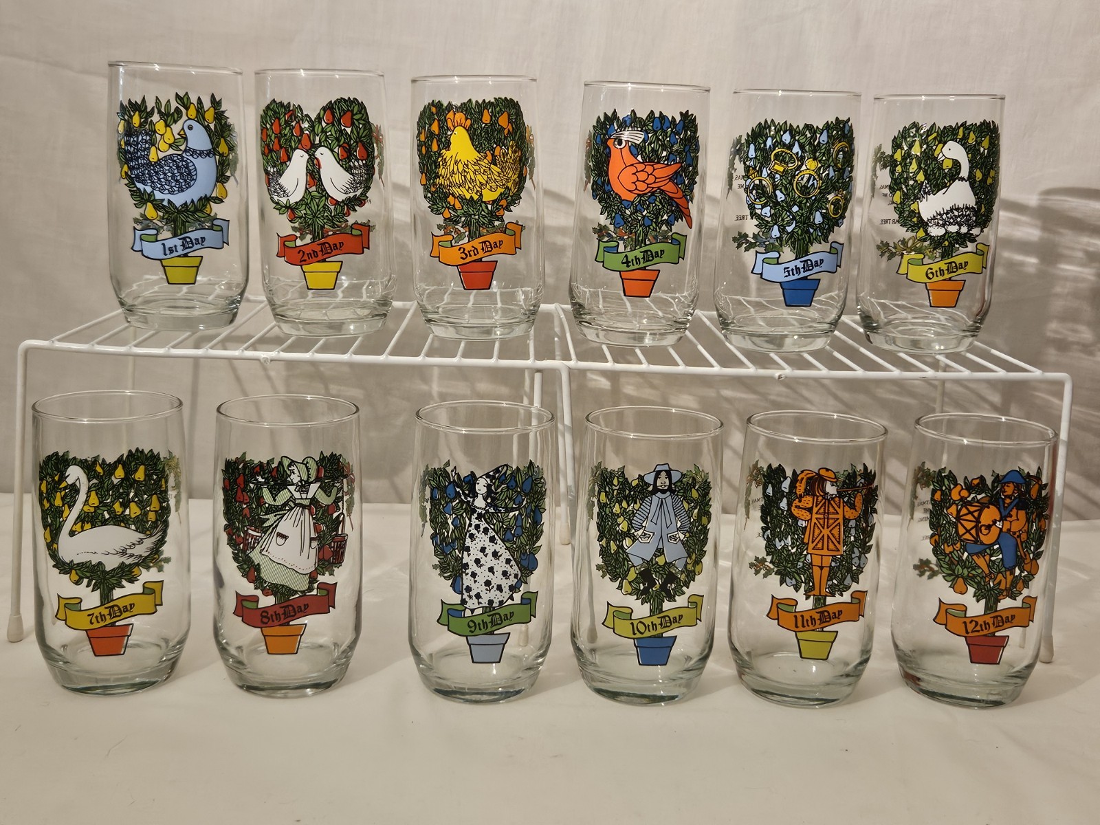 NIB Vintage Anchor Hocking 12 Days of Christmas 12 Oz. Drinking Glasses