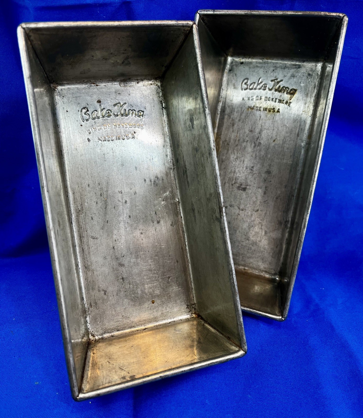 Vintage Bake King Mini Loaf Pans Set of 2 Folded Metal Bread Baking Farmhouse