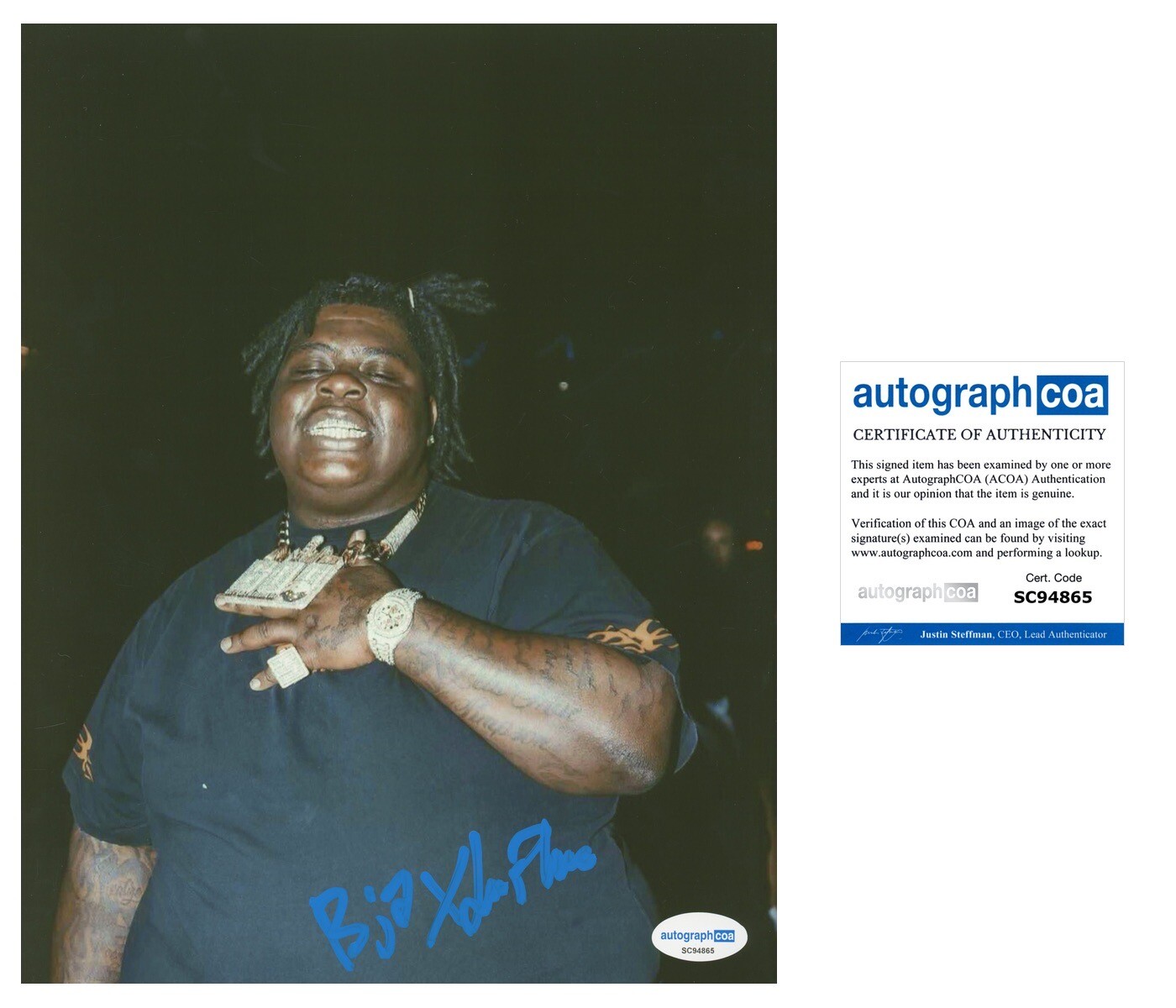 BIGXTHAPLUG SIGNED RAP HIP-HOP 8x10 PHOTO - ACOA COA