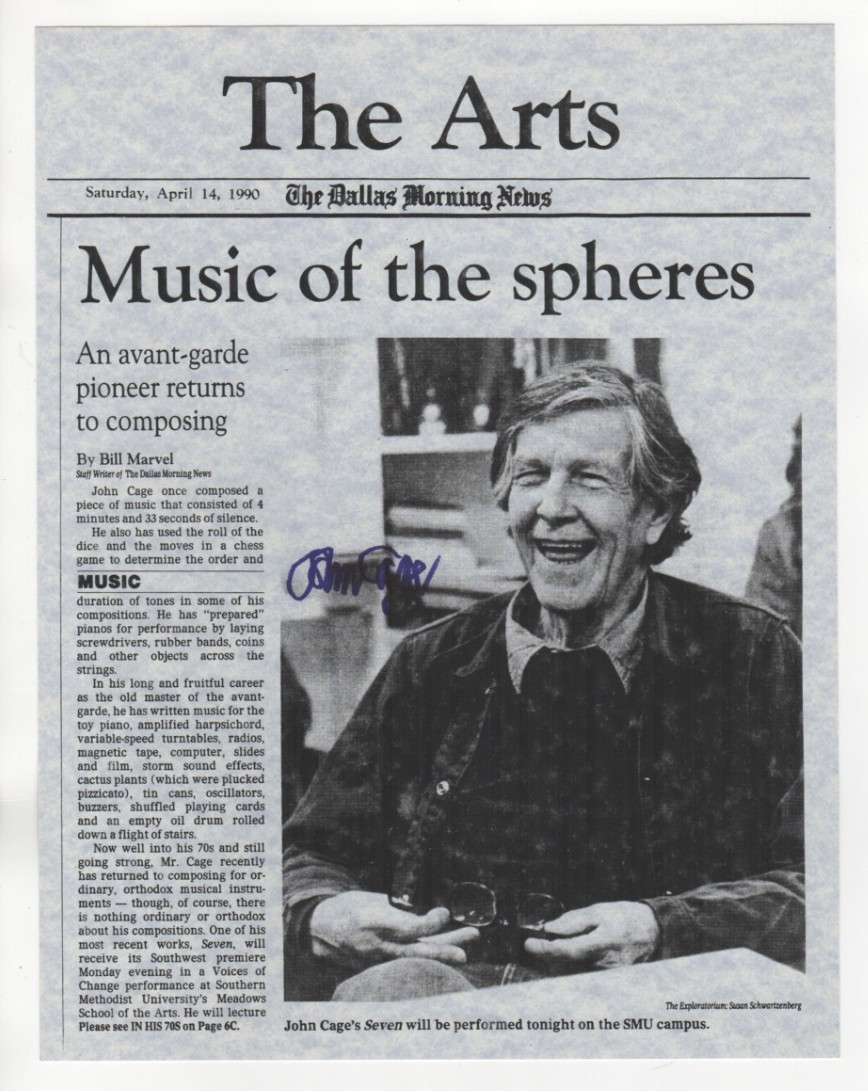 JOHN CAGE SIGNED 8.5x11\