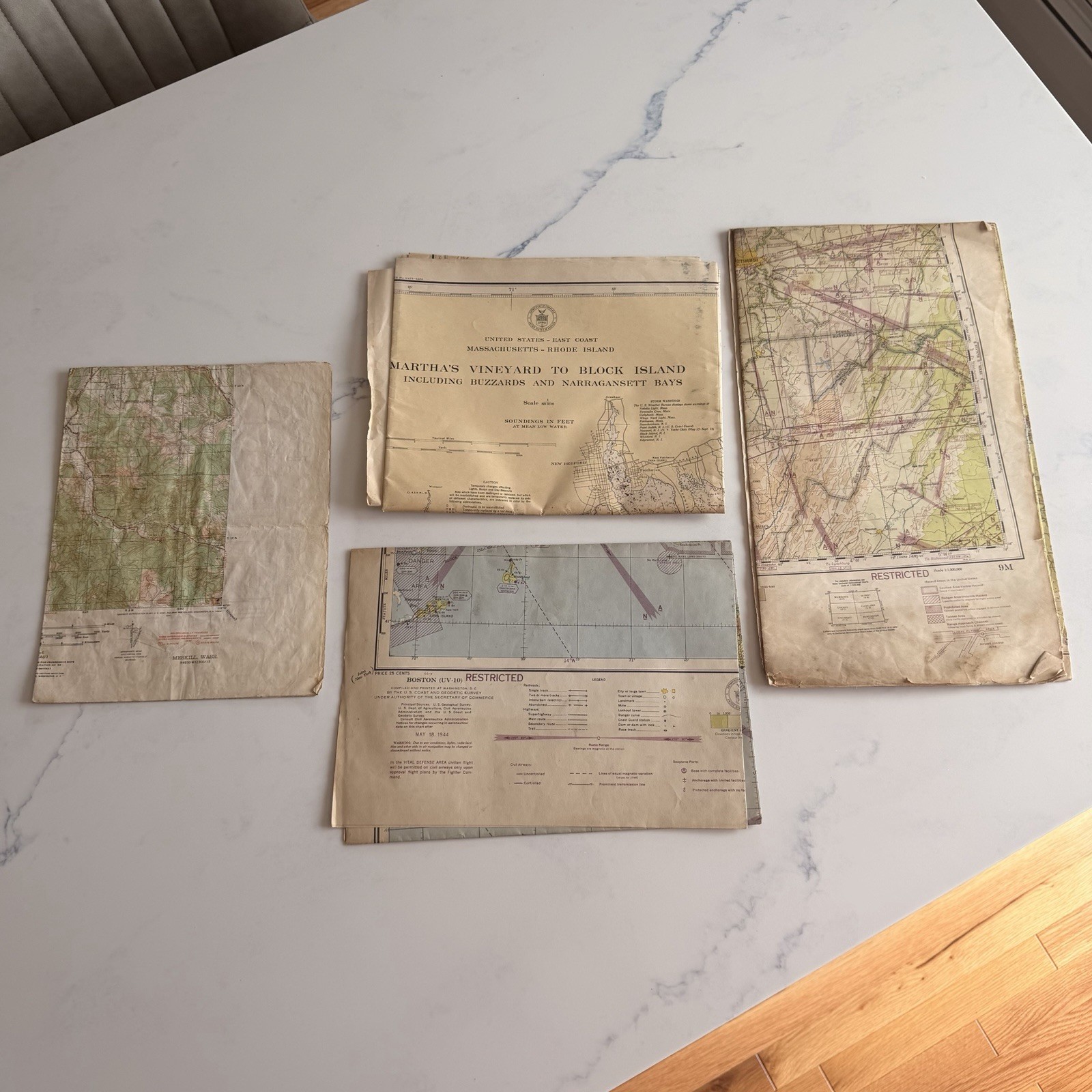 Lot 5 WWII Military Aeronautical Nautical Maps Restricted 1940s Army Air Corps