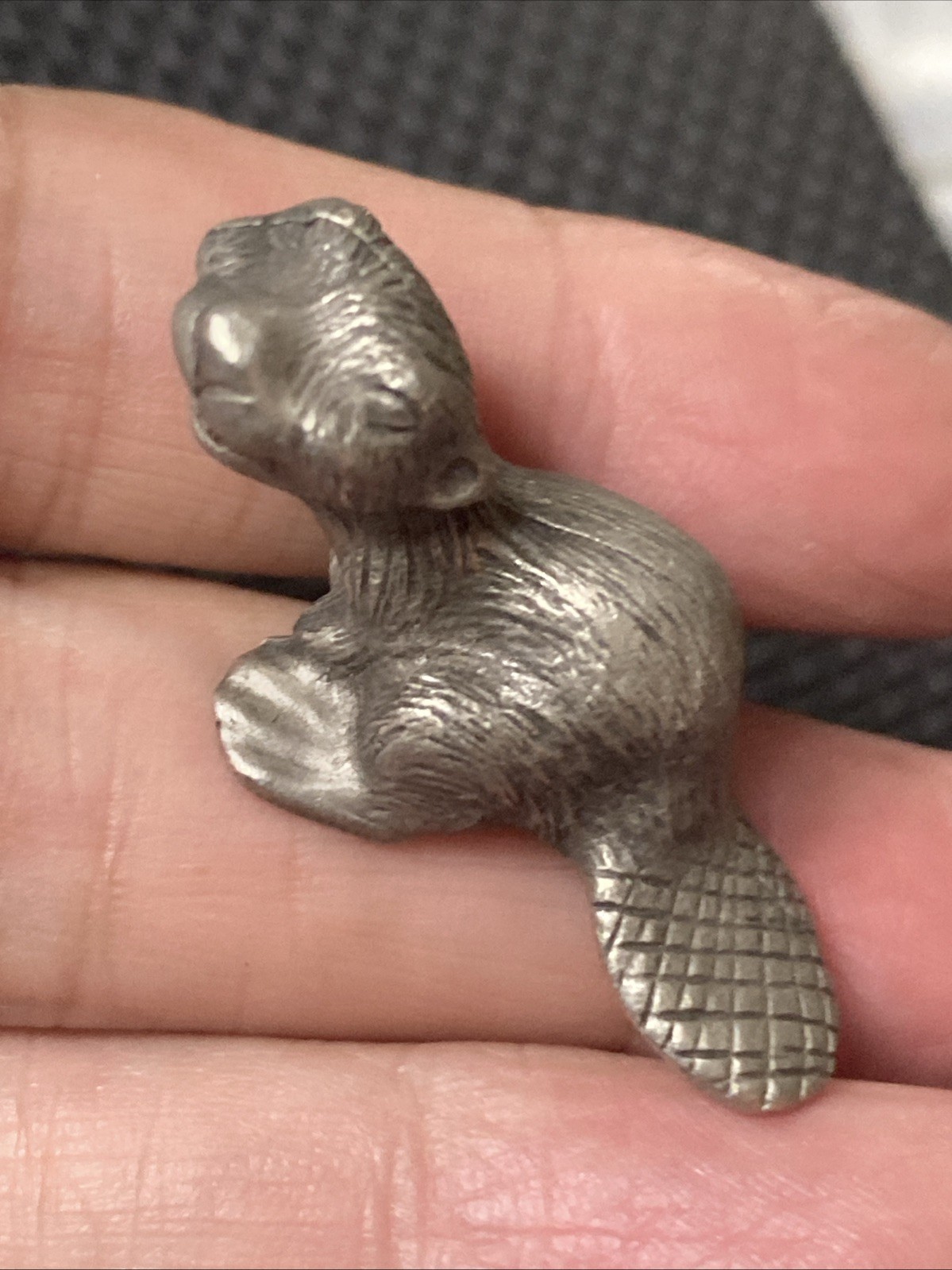 Vtg Meyers Suzio Pewter Miniature Beaver Figurine