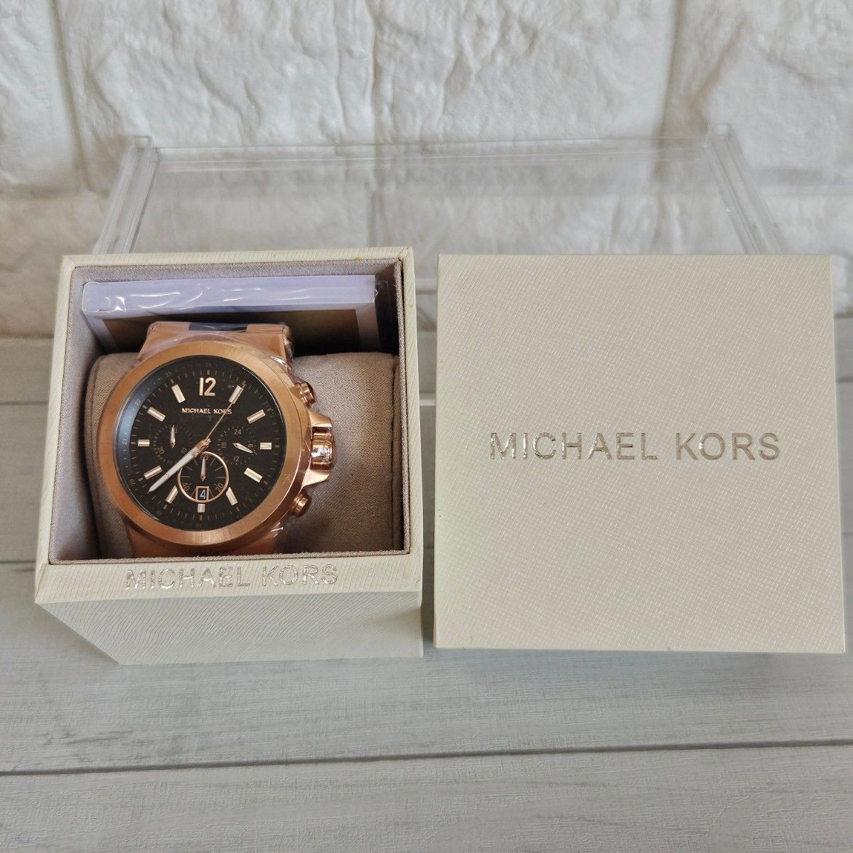 Michael Kors Wristwatch MK8184 Rose Gold Black Unused