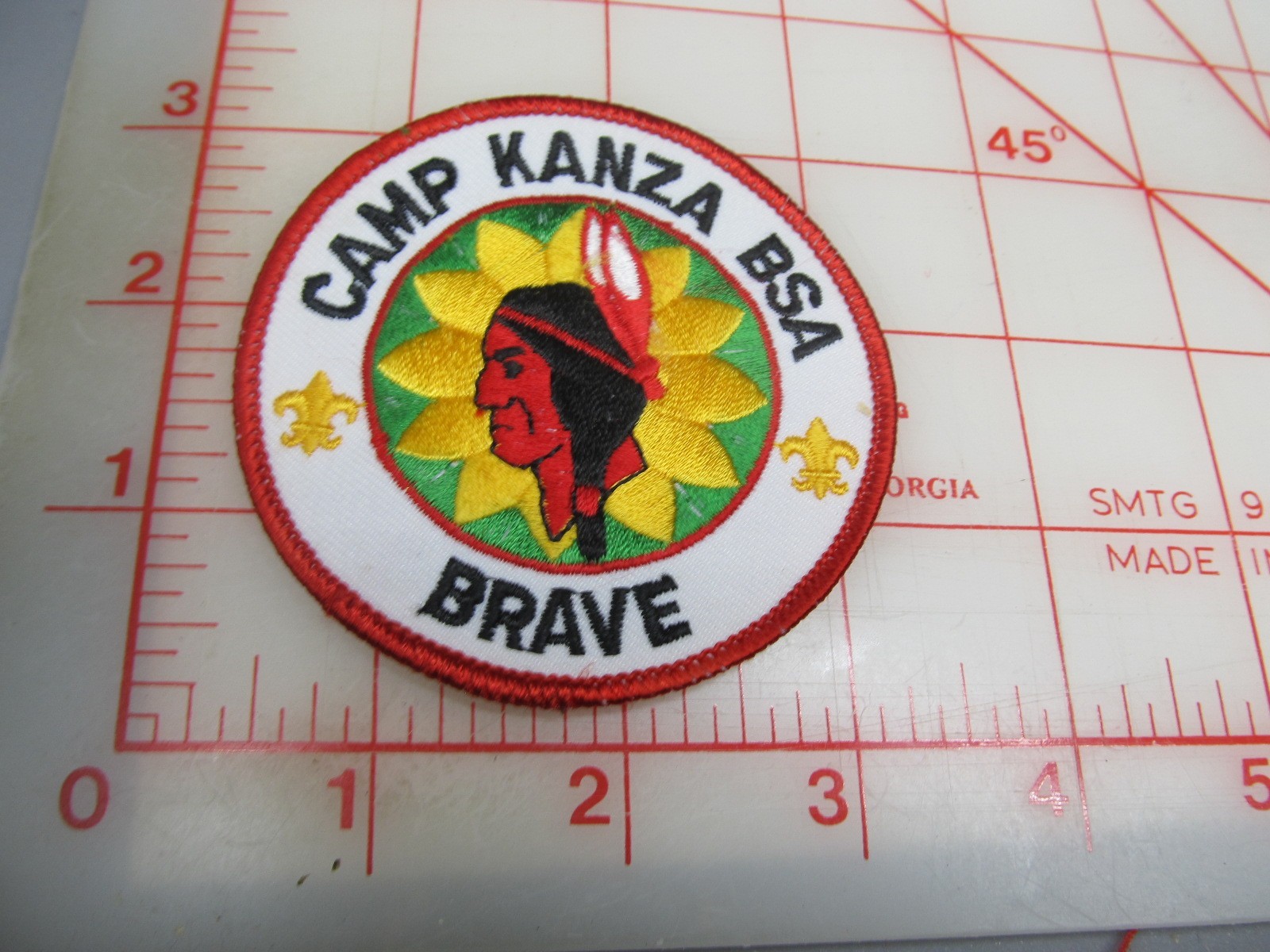 Kanza Council collectible Camp Kanza BRAVE red border cb patch (yV)