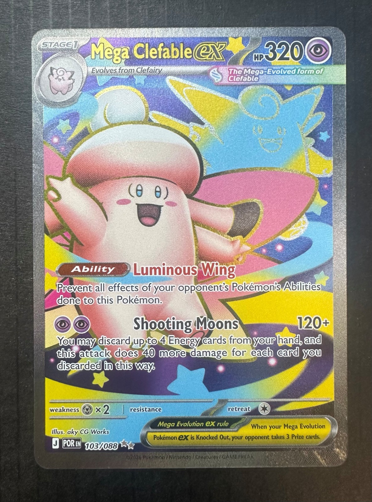 Mega Clefable ex 103/088 Full Art Ultra Rare Perfect Order Pokémon Card NM